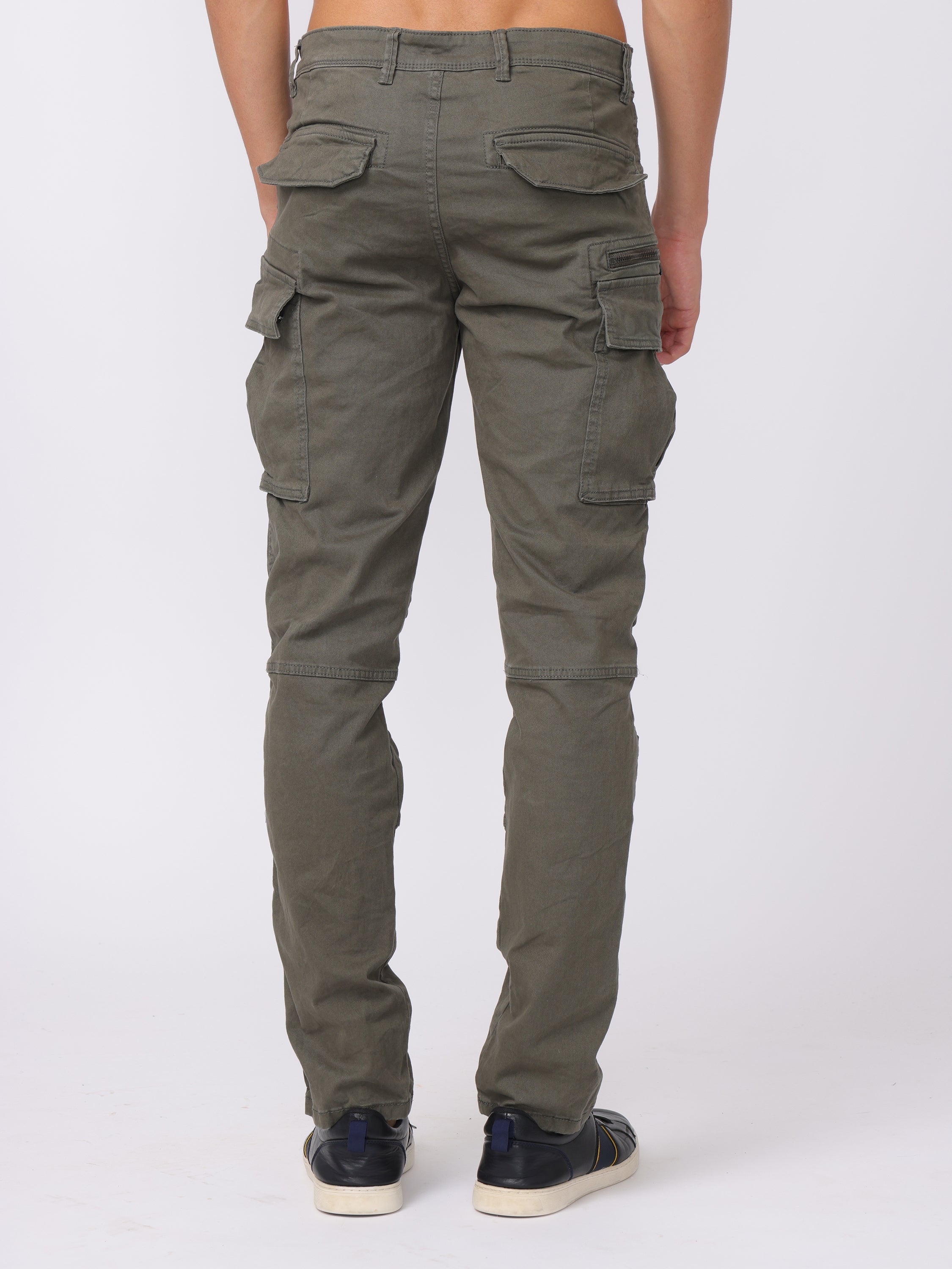 Men Olive Regular Fit Cargo Pants