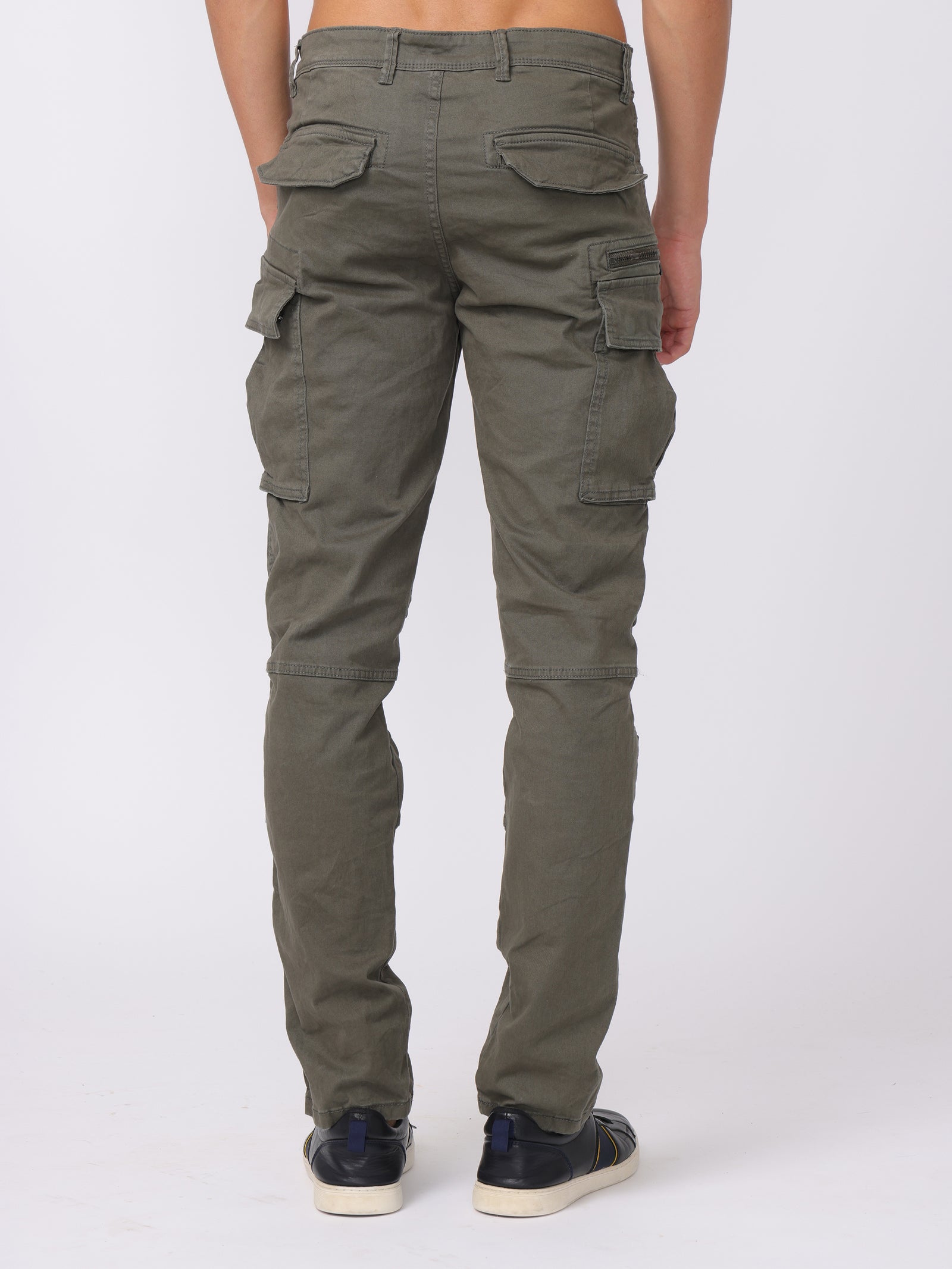 Men Olive Regular Fit Cargo Pants