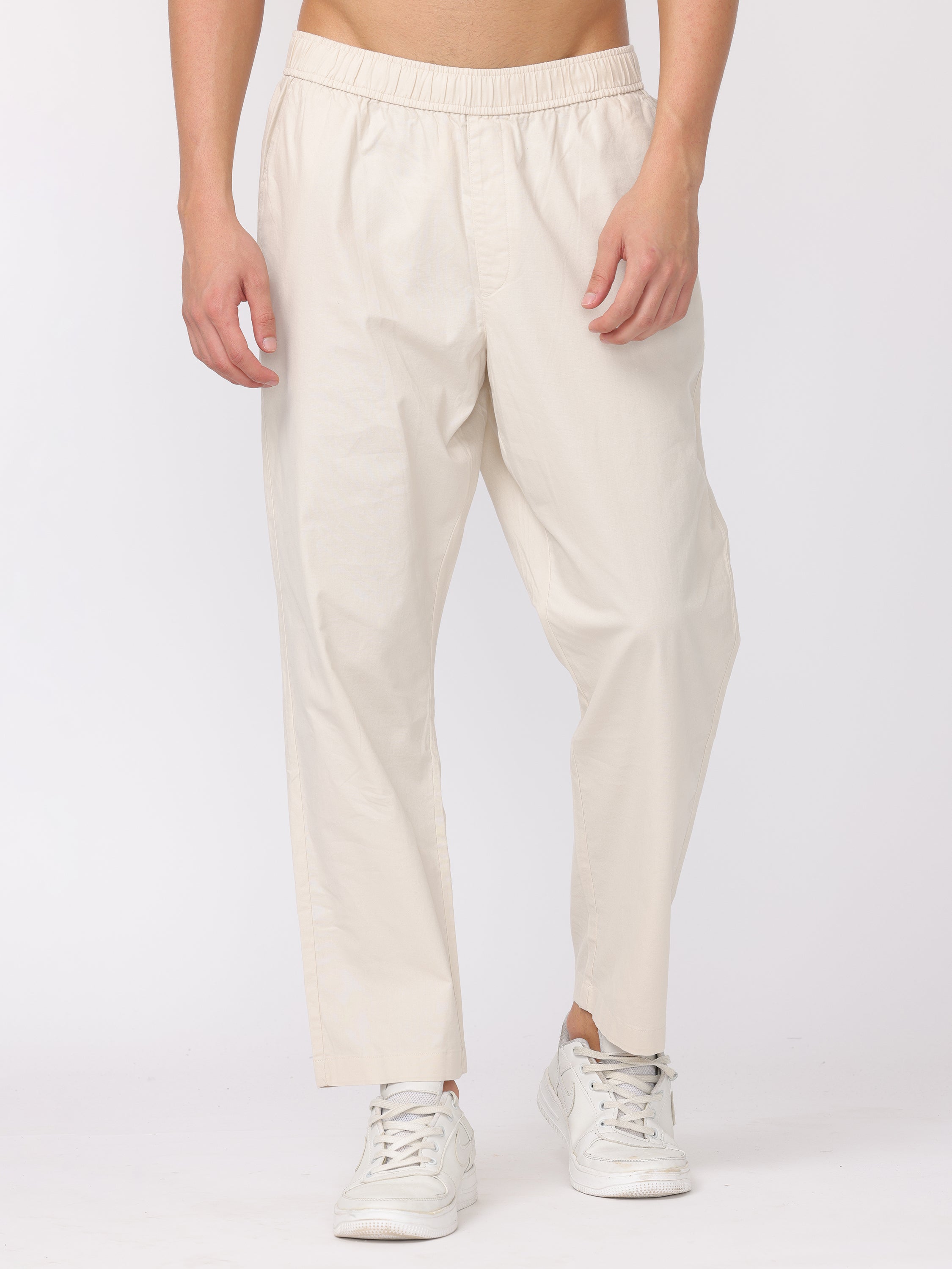 Men Cream Regular Fit Pants