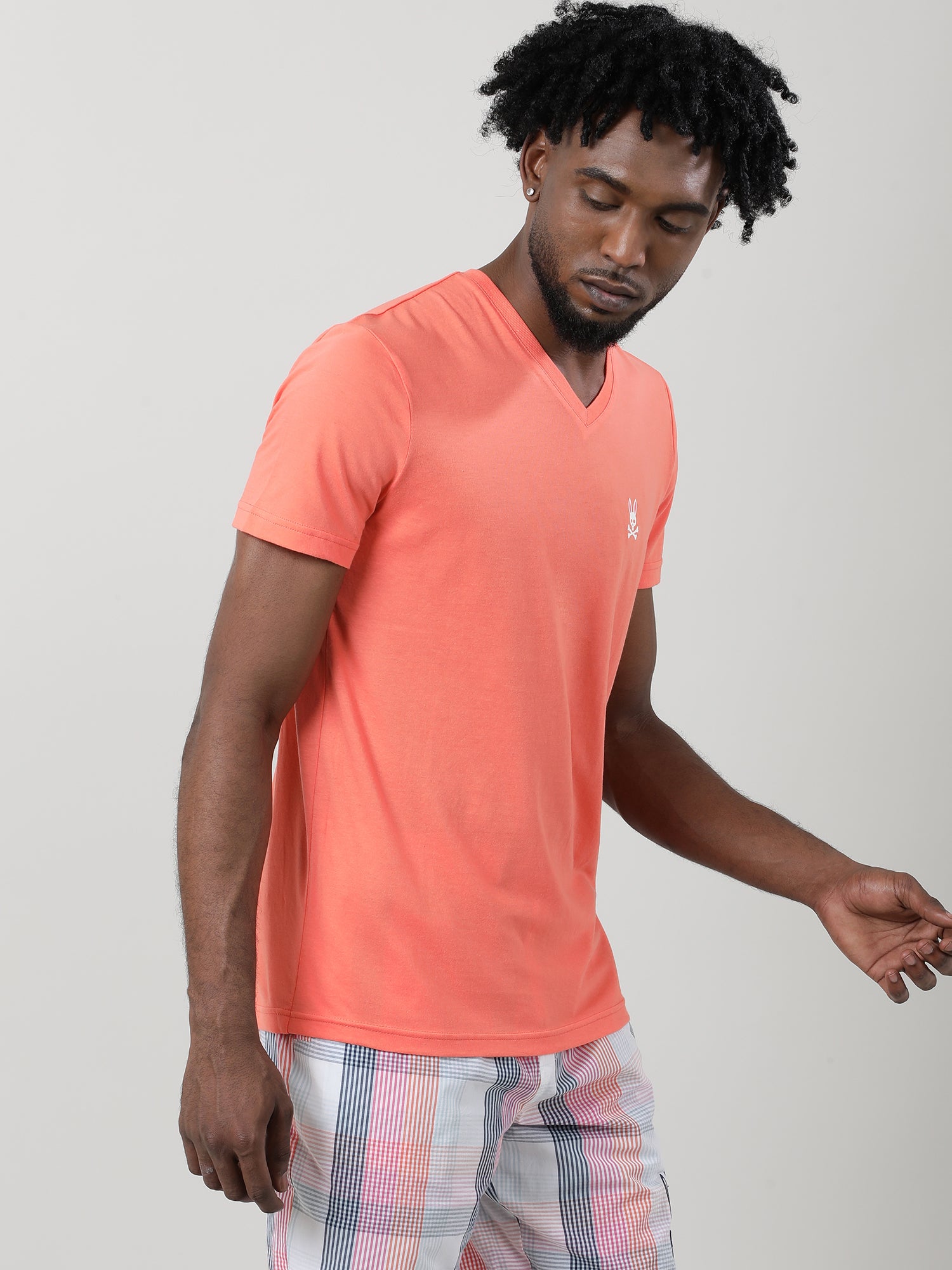 Orange Regular Fit  Super Soft V neck T shirt