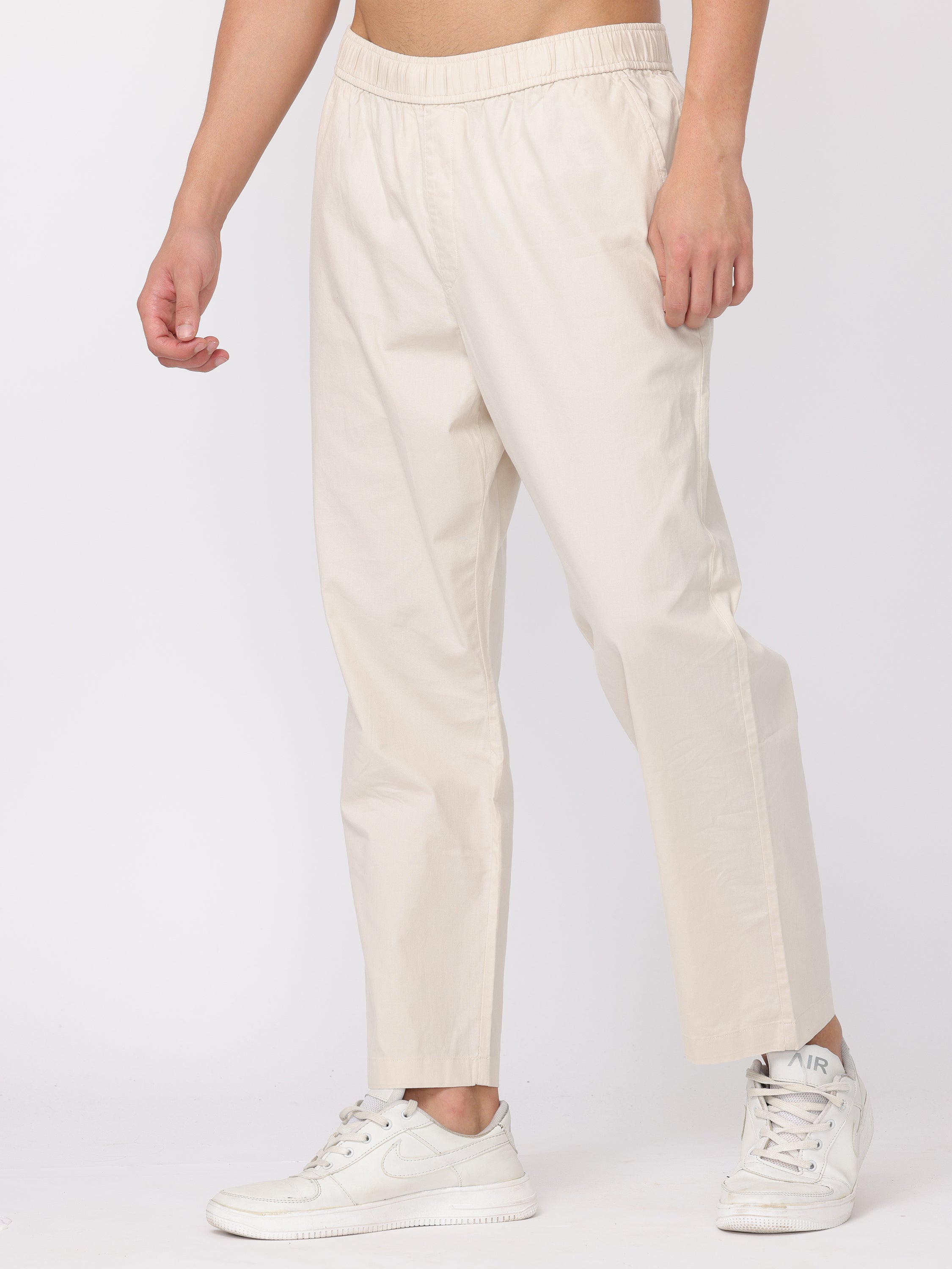 Men Cream Regular Fit Pants