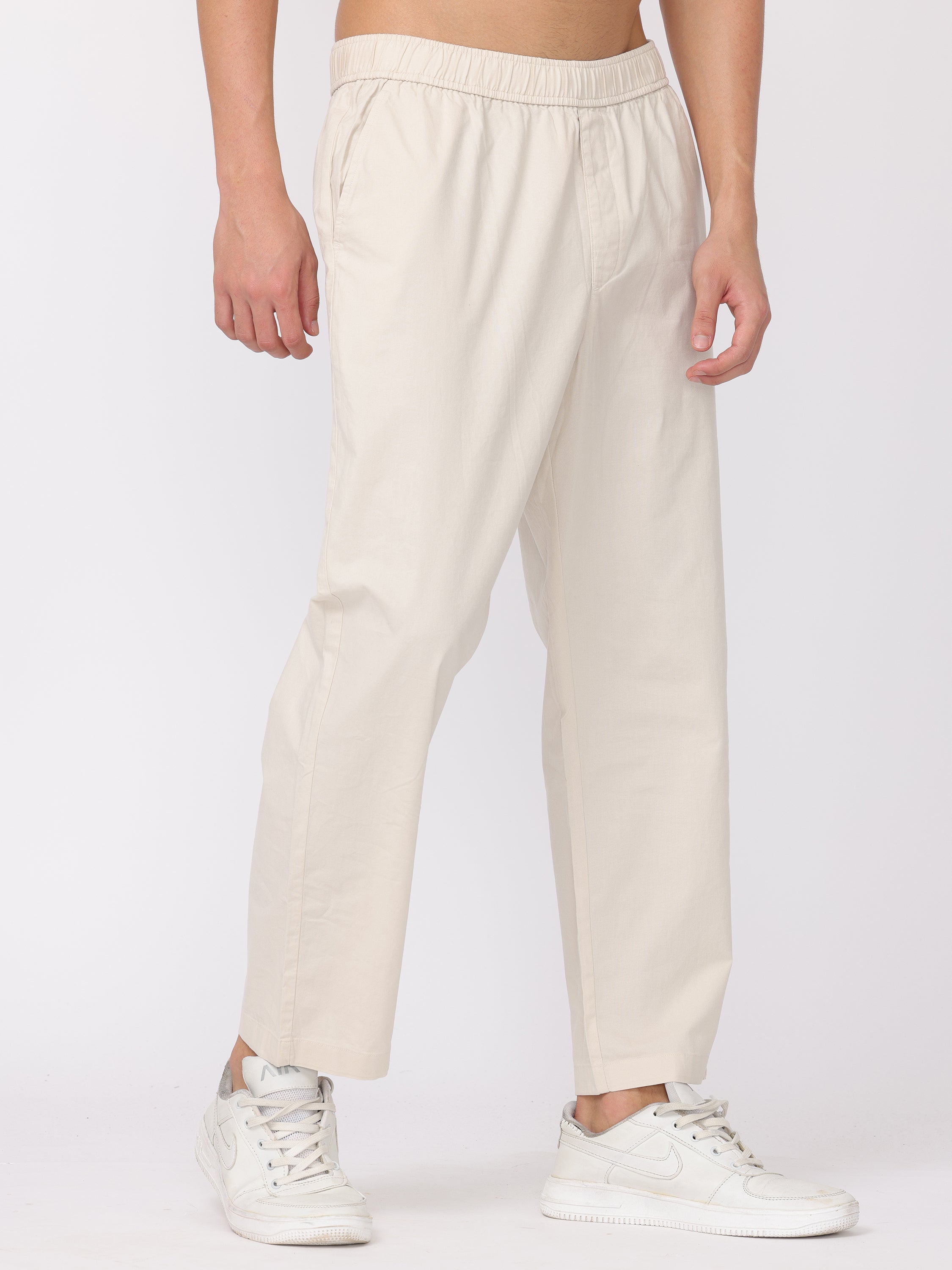 Men Cream Regular Fit Pants