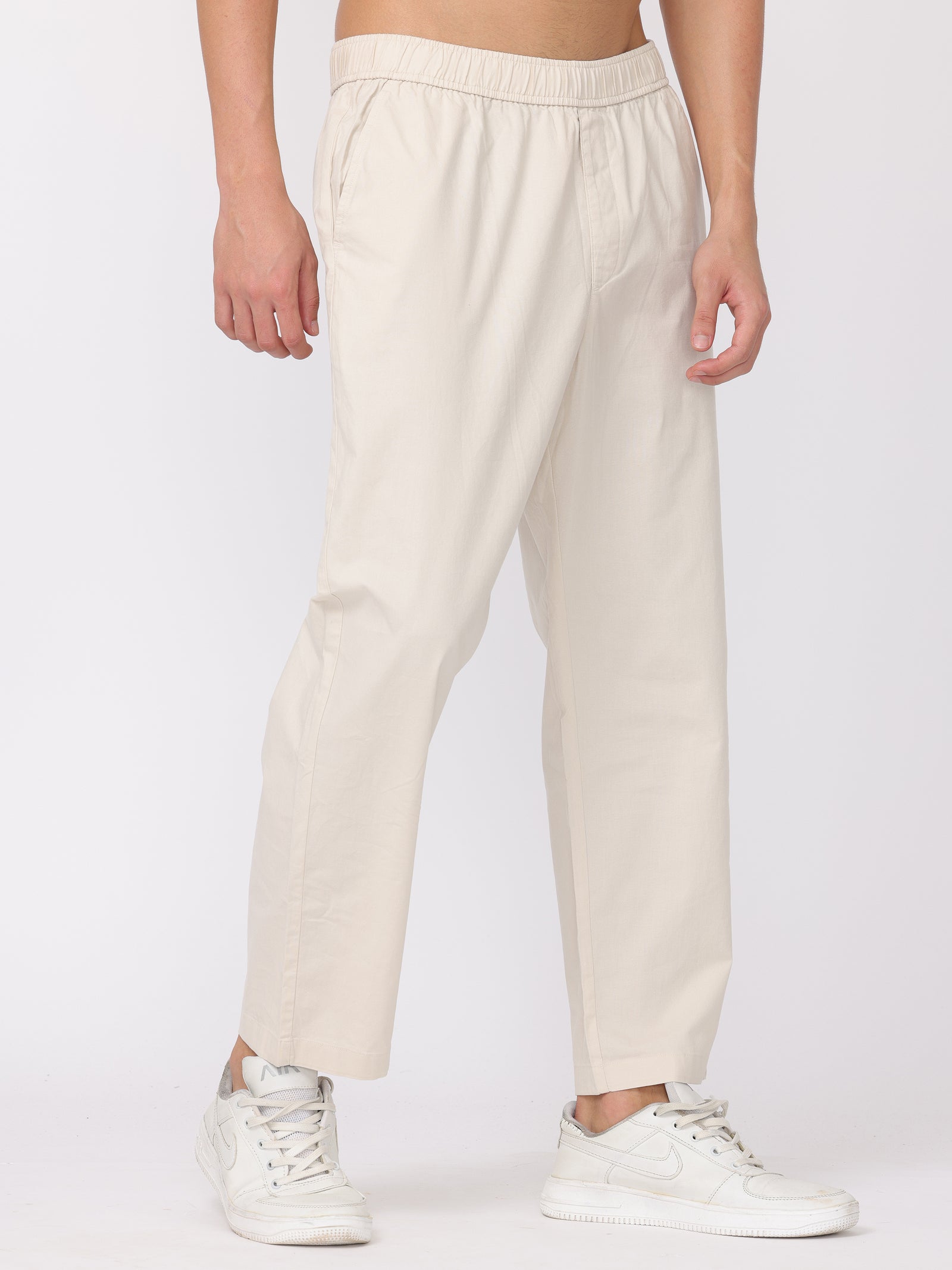 Men Cream Regular Fit Pants