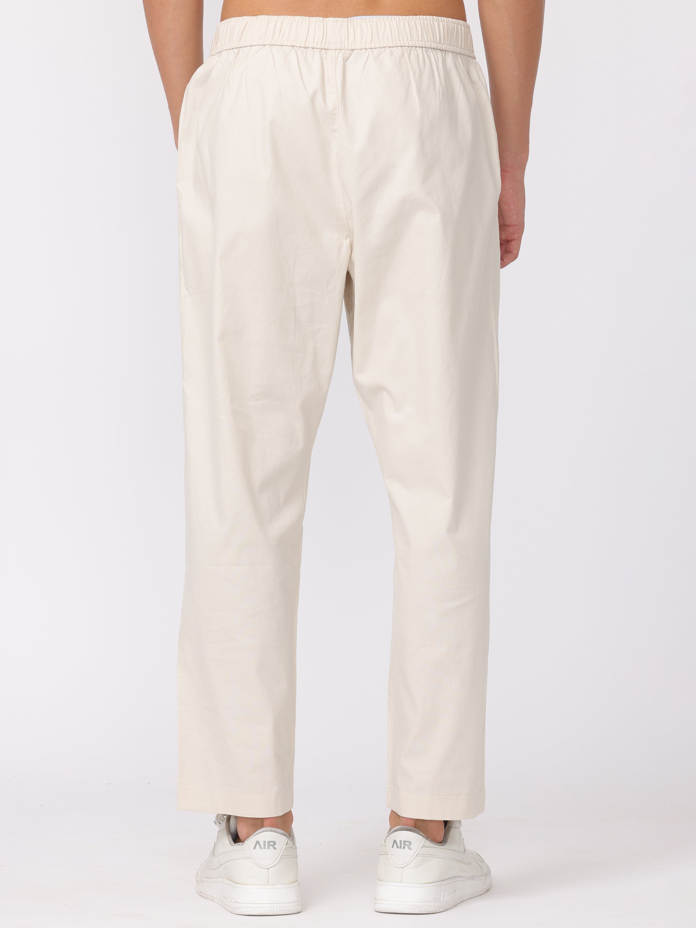 Men Cream Regular Fit Pants