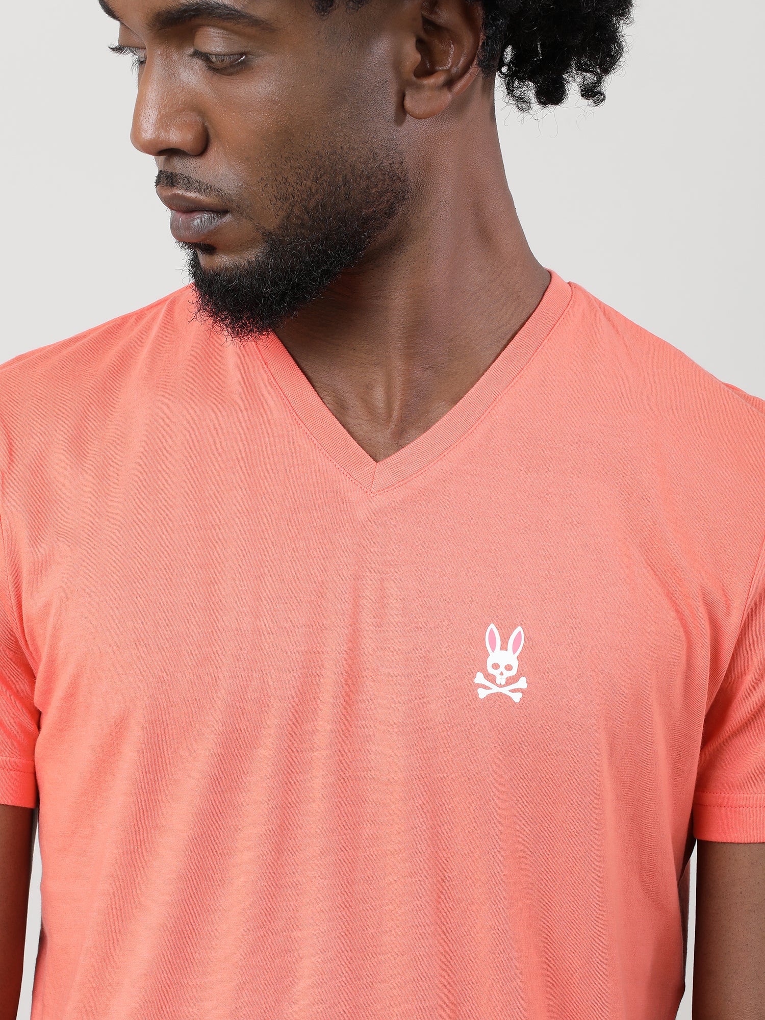 Orange Regular Fit  Super Soft V neck T shirt