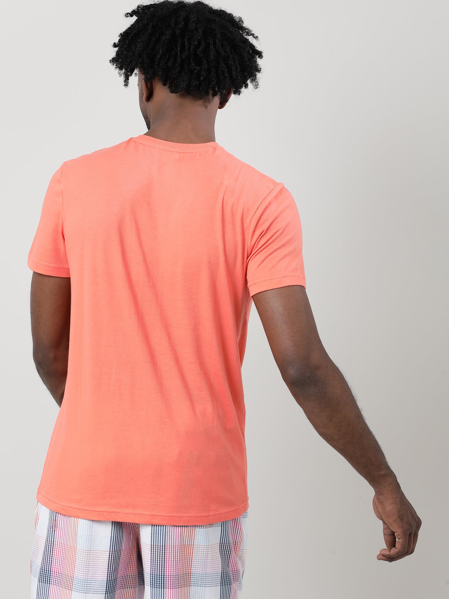 Orange Regular Fit  Super Soft V neck T shirt