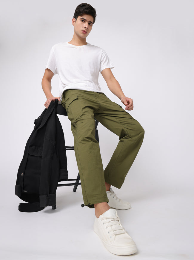 Men Green Regular Fit Cargo Pants
