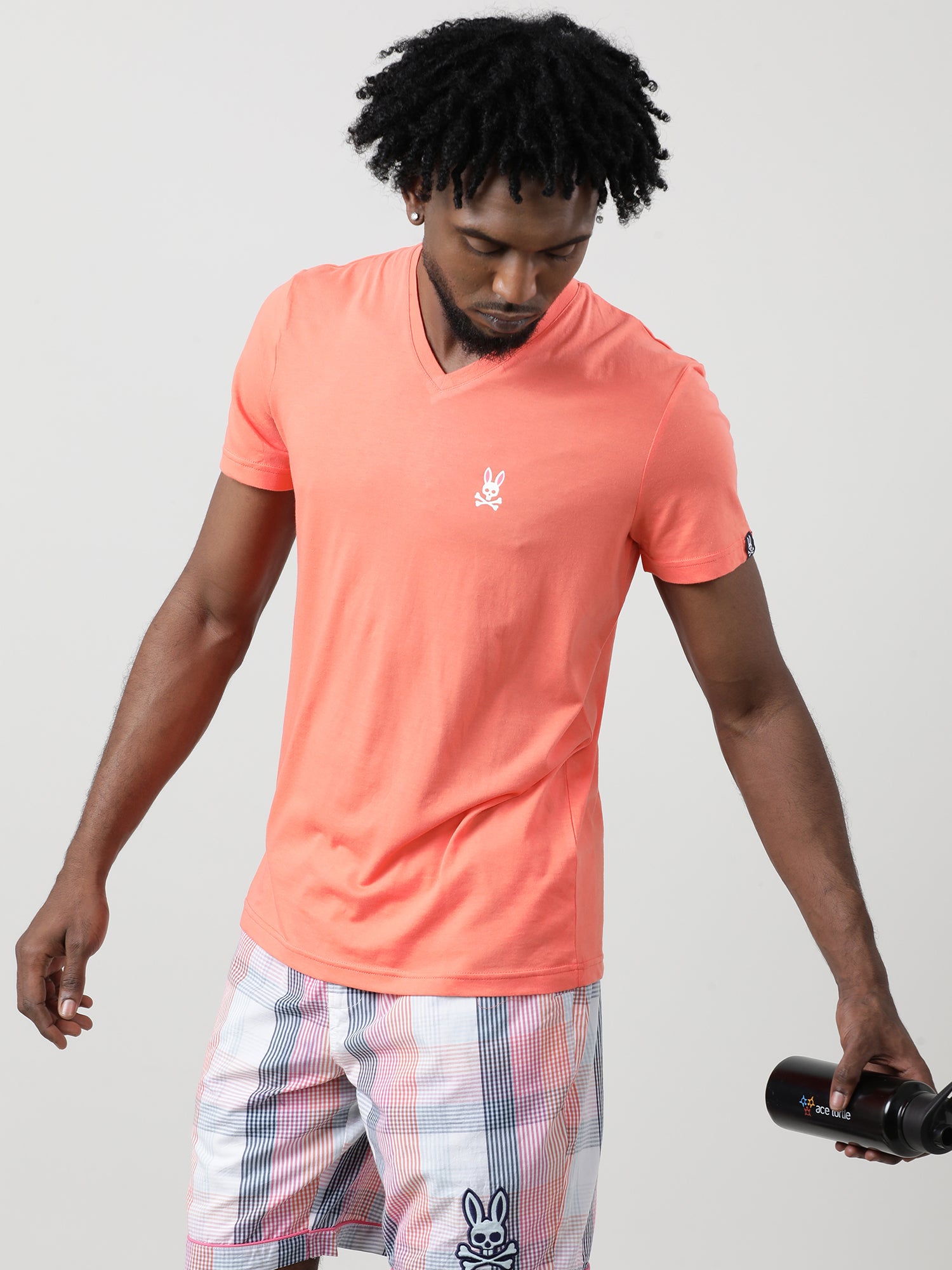 Orange Regular Fit  Super Soft V neck T shirt