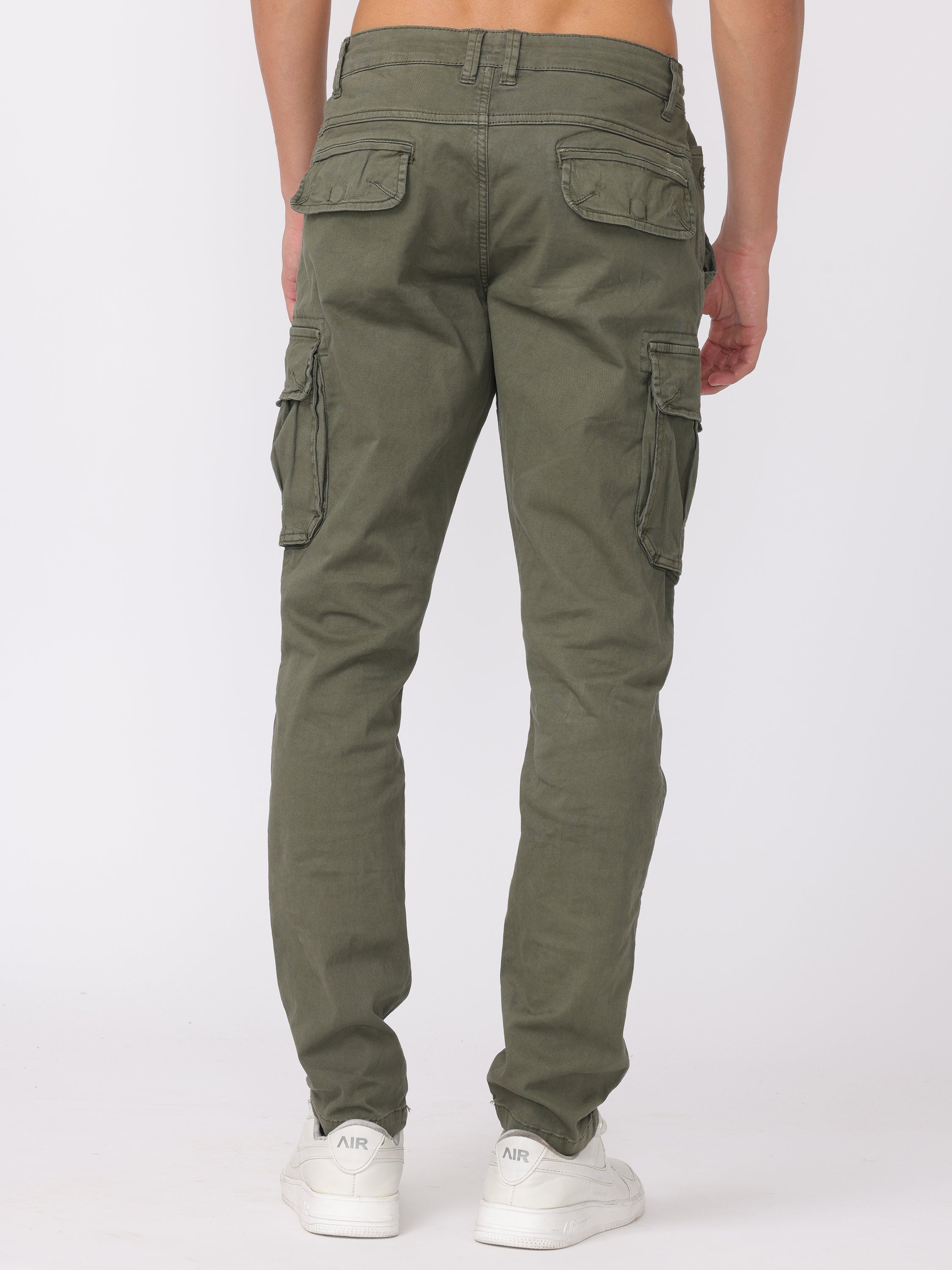 Men Olive Regular Fit Cargo Pants