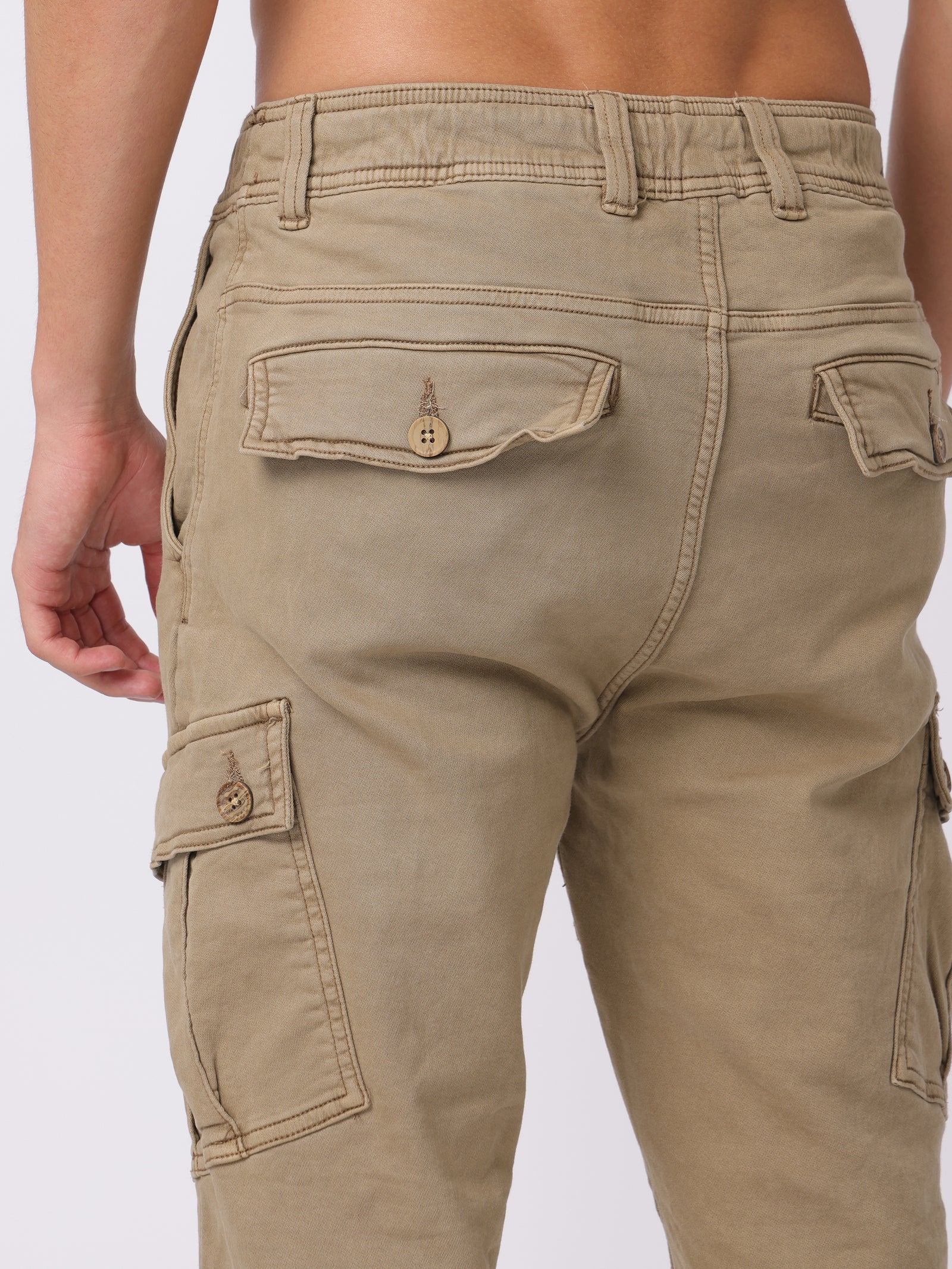 Men Beige Regular Fit Cargo Pants