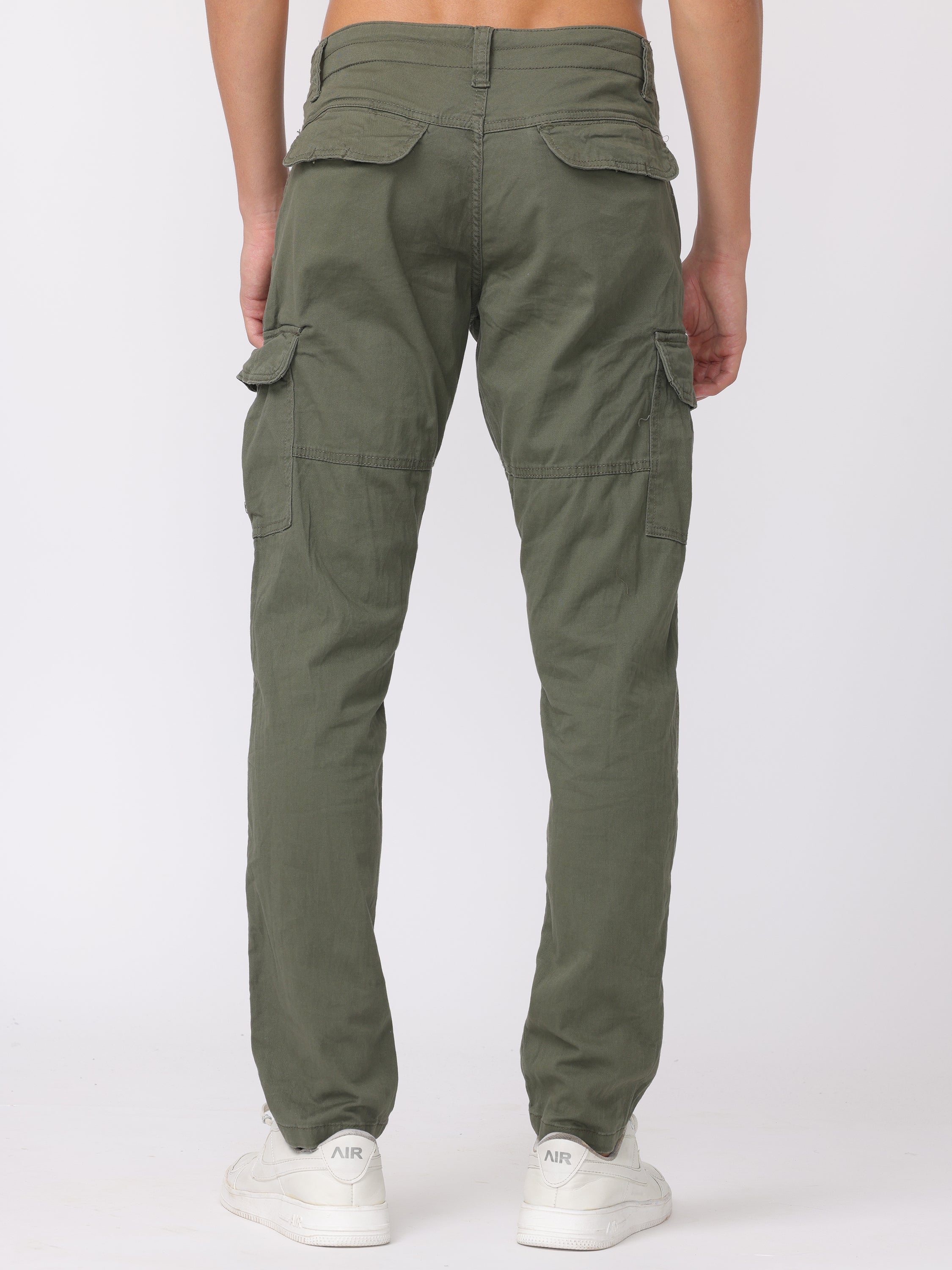 Men Olive Regular Fit Cargo Pants