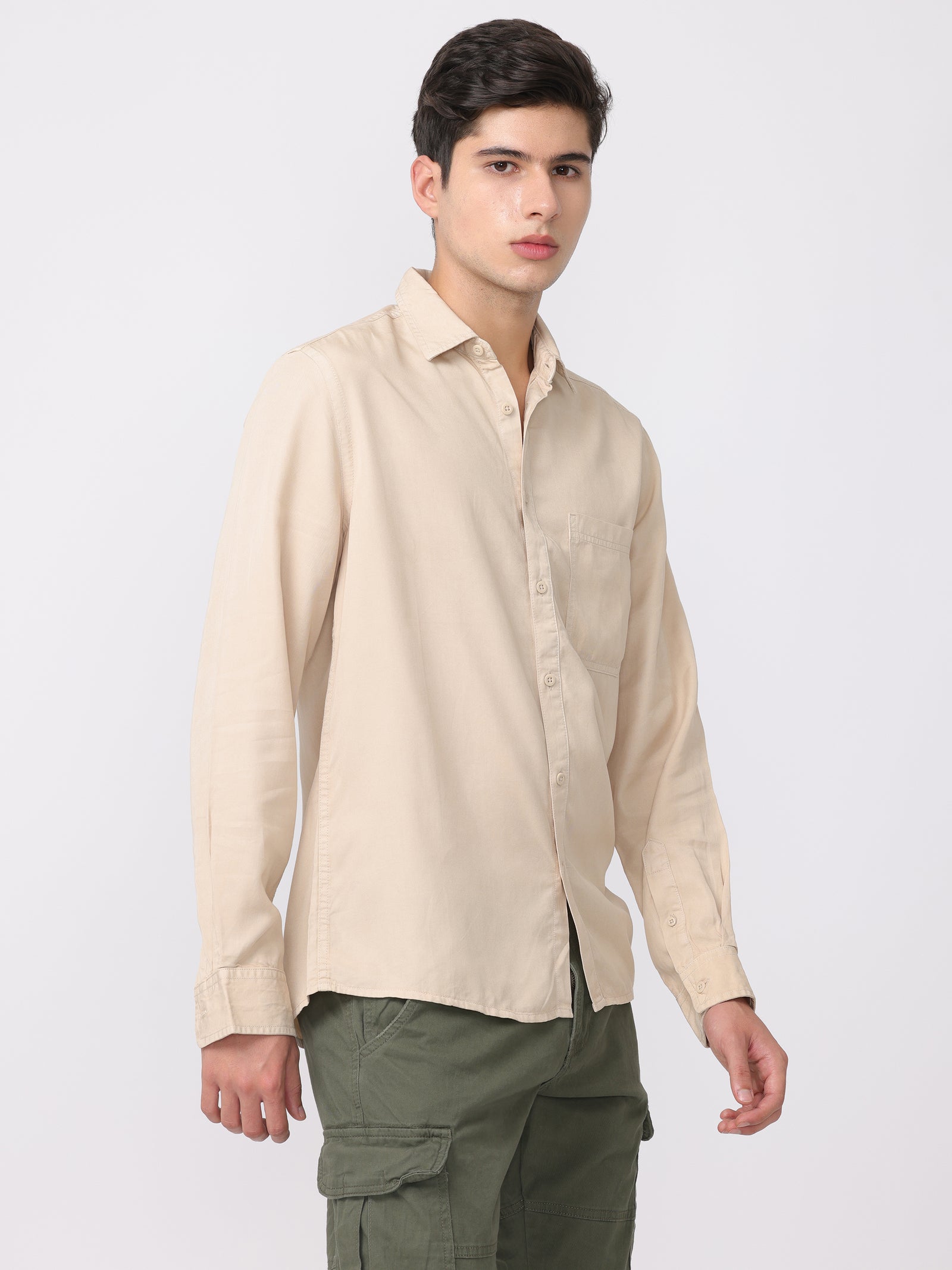 Men Peach Regular Fit Cotton Blend Shirt