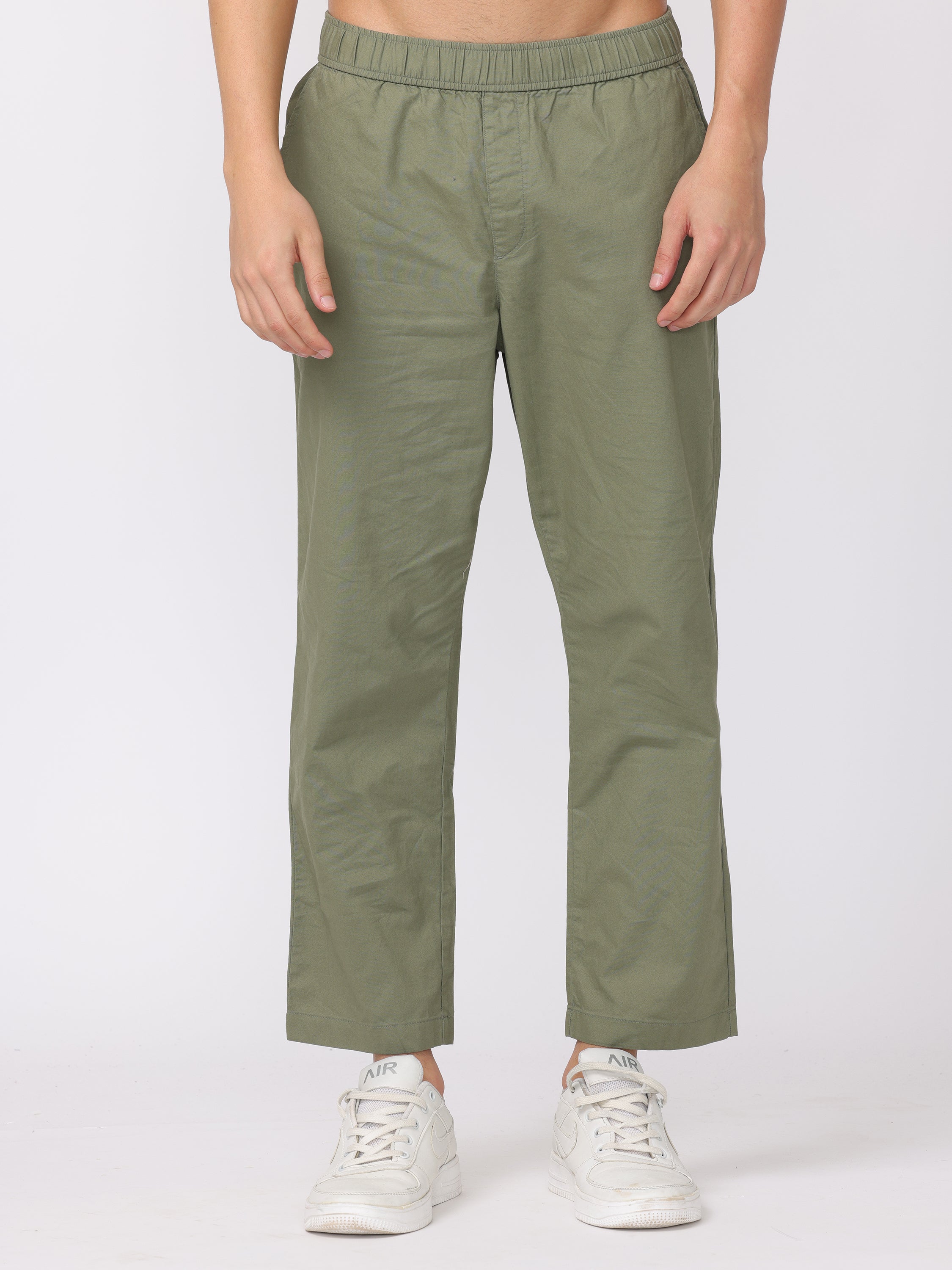 Men Olive Regular Fit Pants