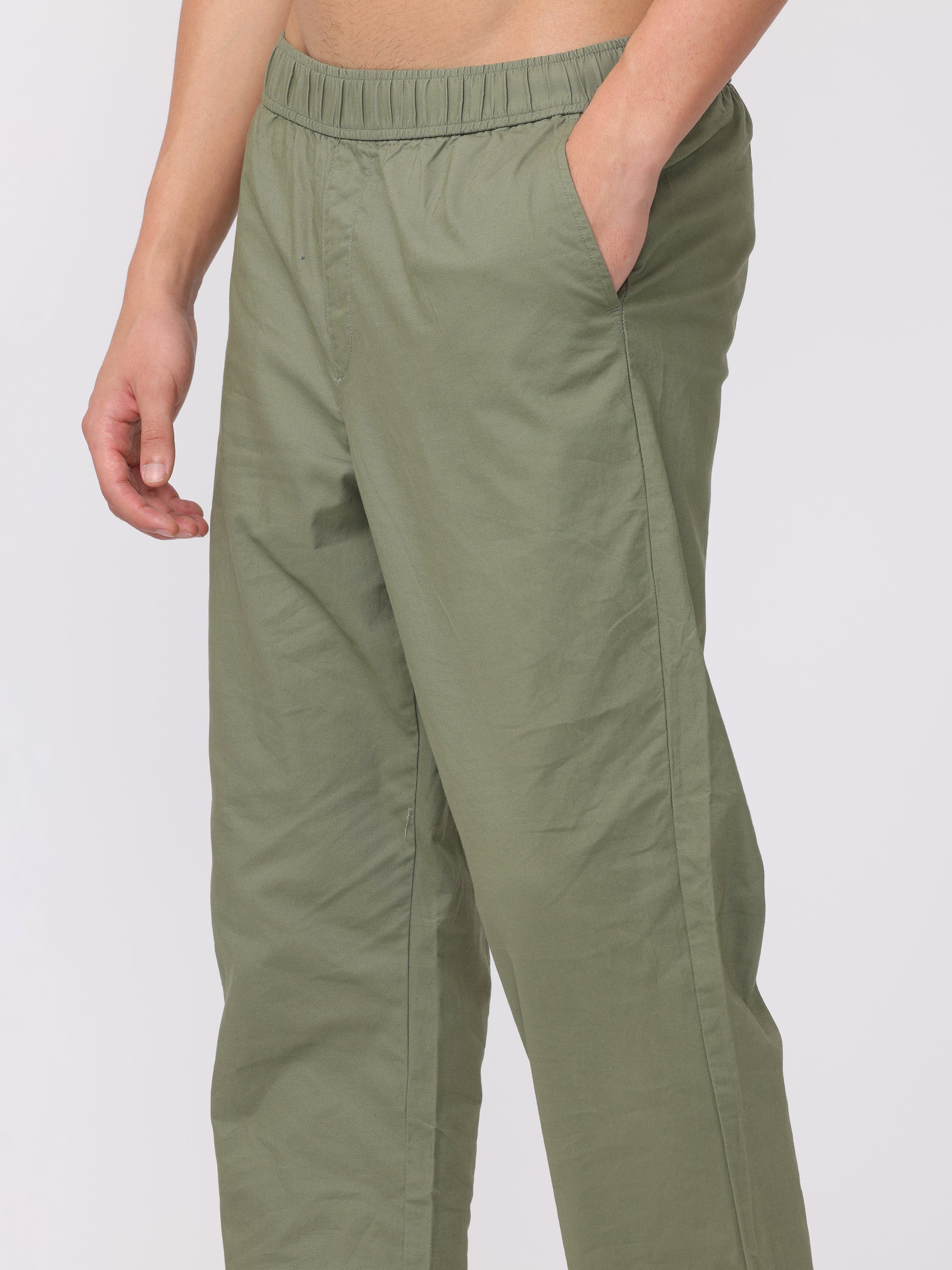 Men Olive Regular Fit Pants