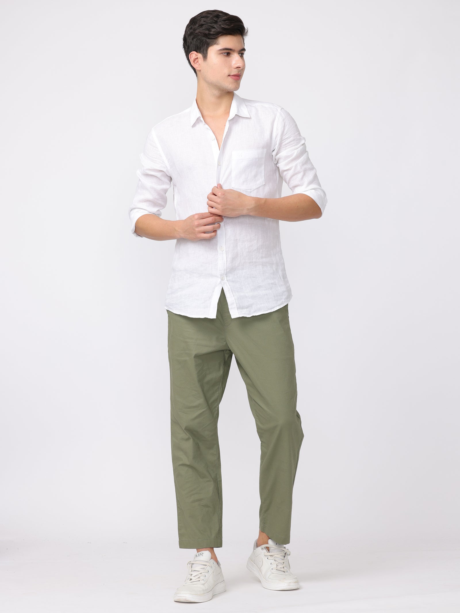 Men Olive Regular Fit Pants