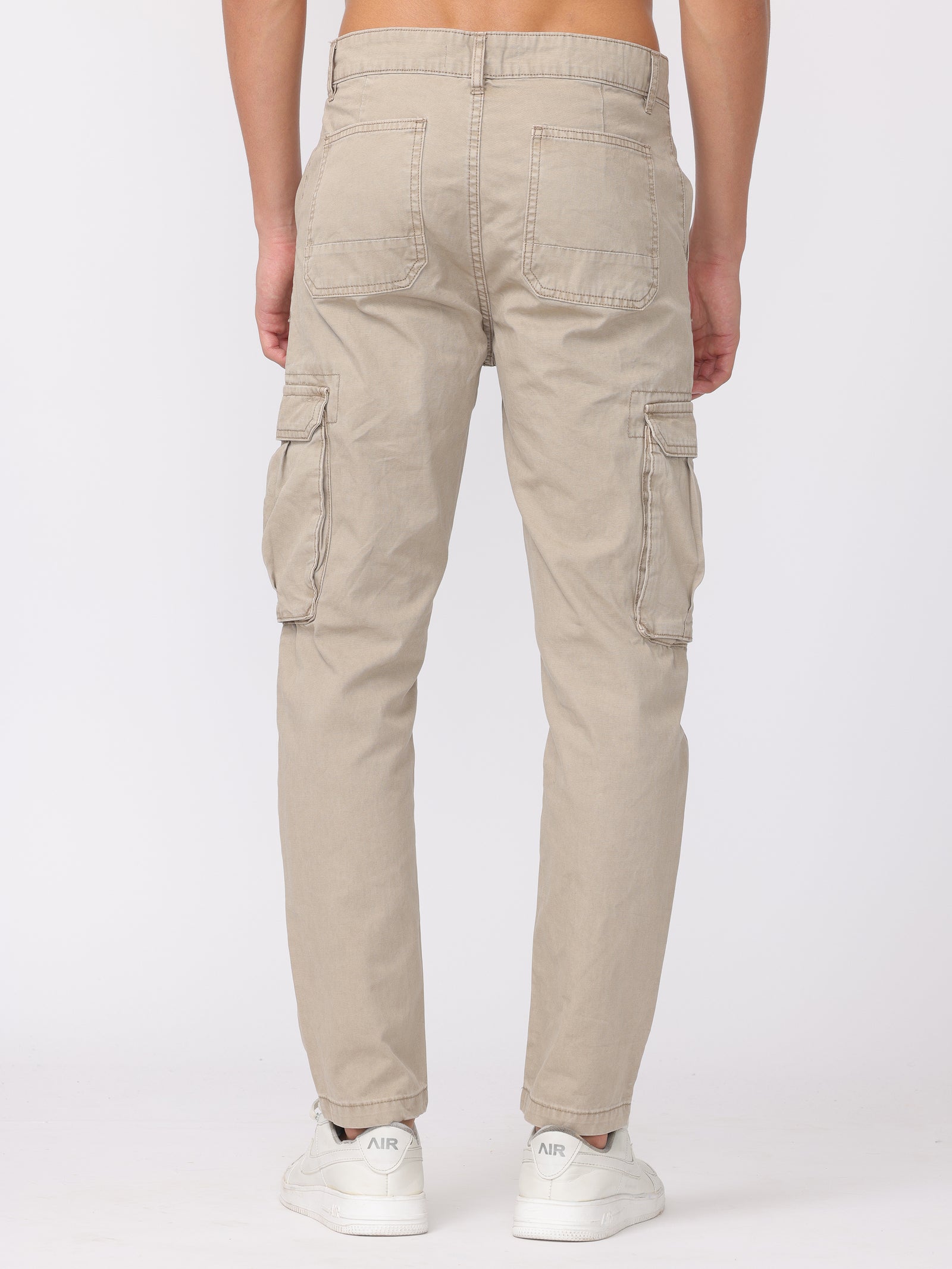 Men Beige Regular Fit Cargo Pants