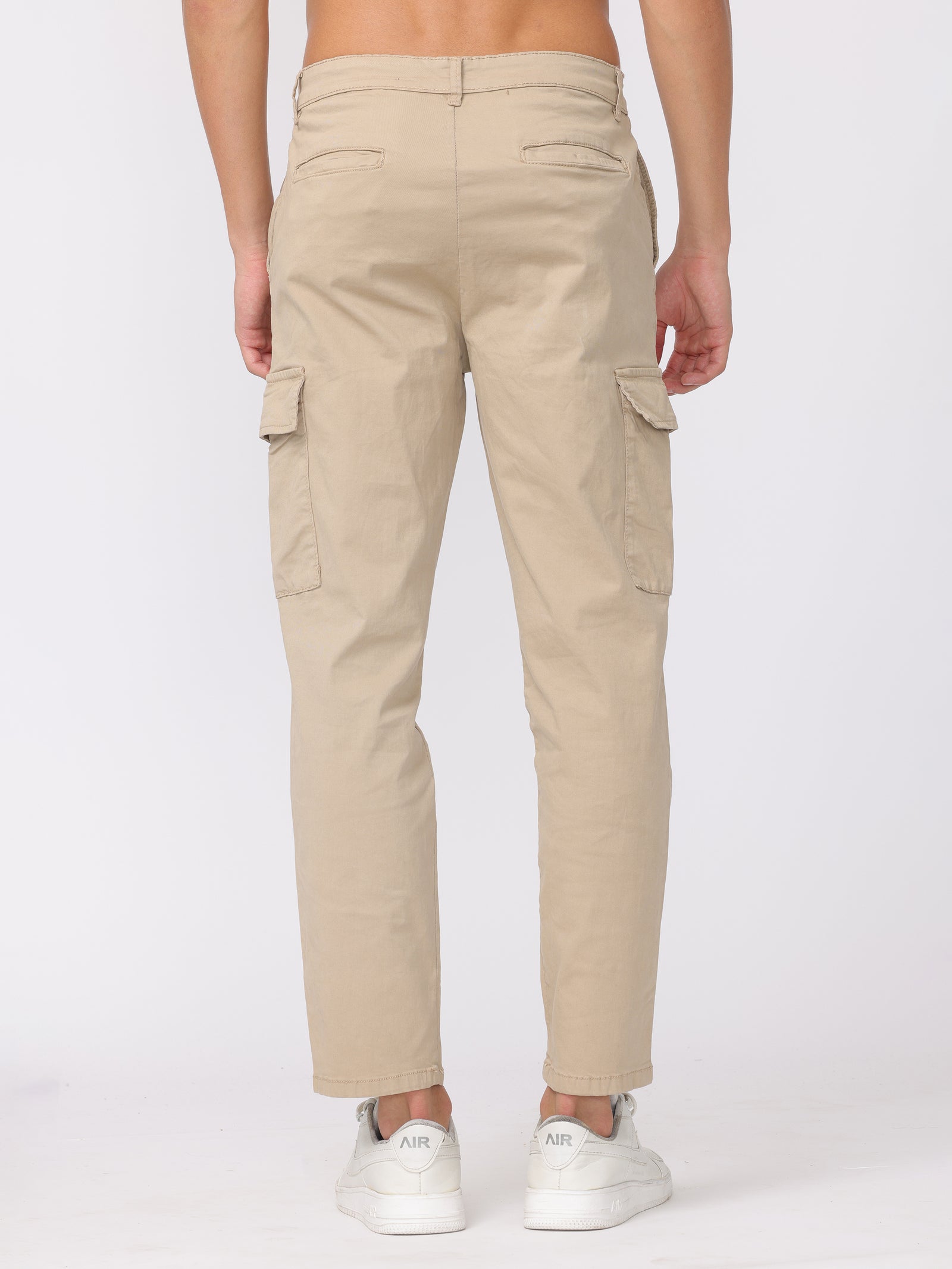 Men Beige Regular Fit Cargo Pants