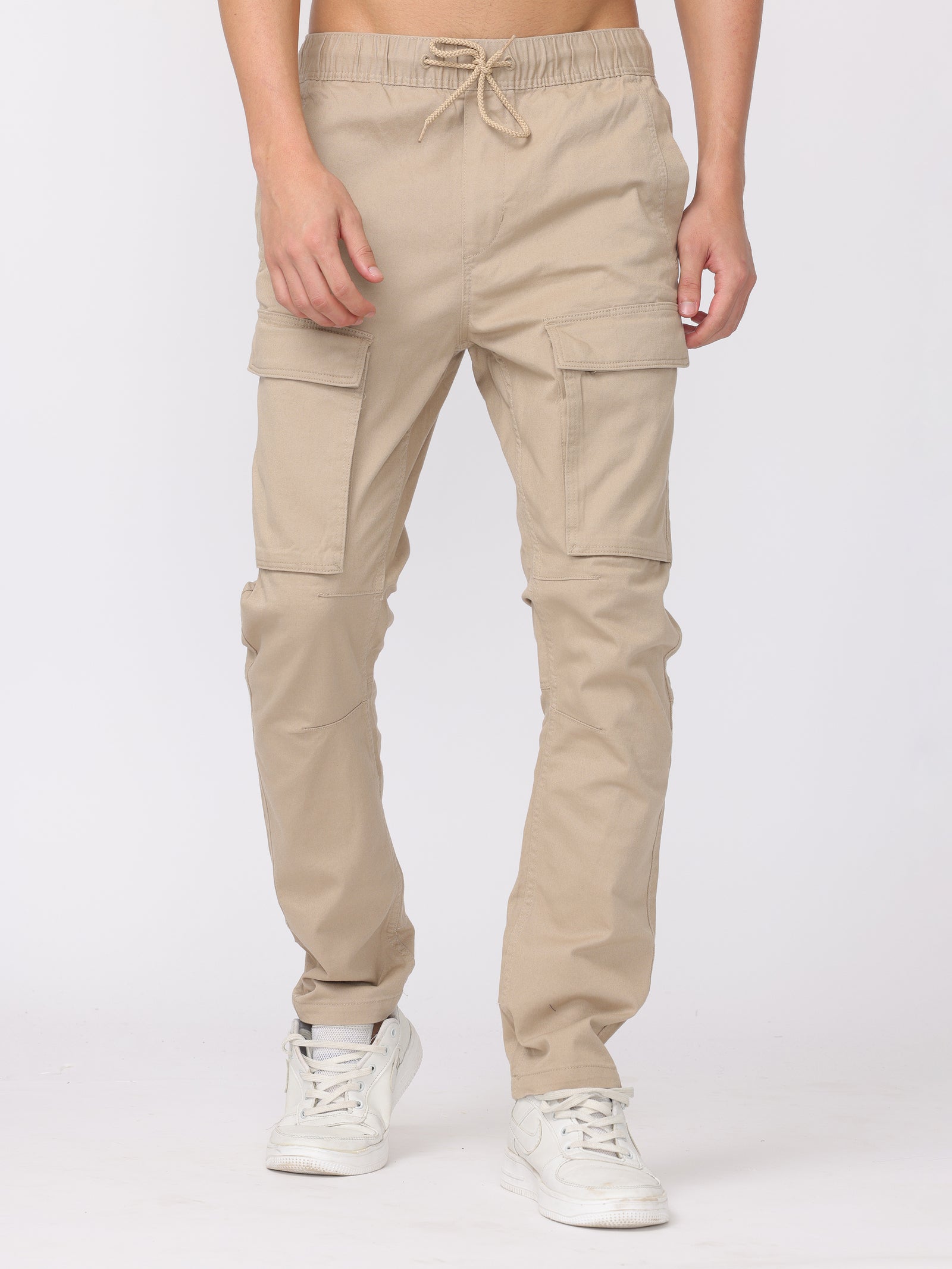 Men Beige Regular Fit Cargo Pants