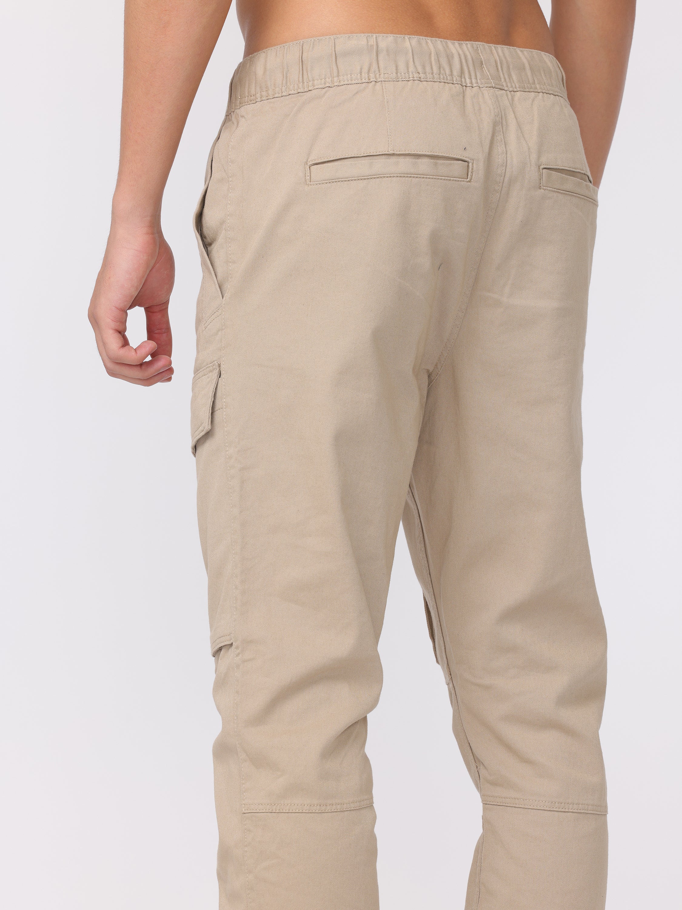 Men Beige Regular Fit Cargo Pants