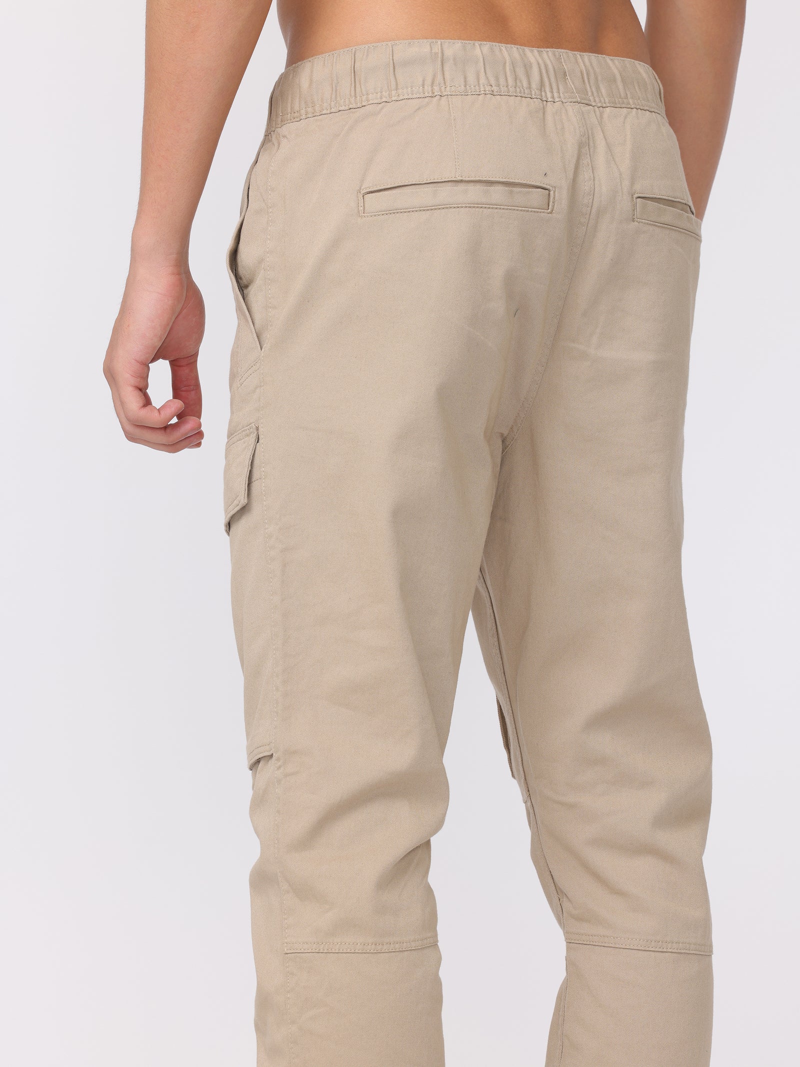 Men Beige Regular Fit Cargo Pants