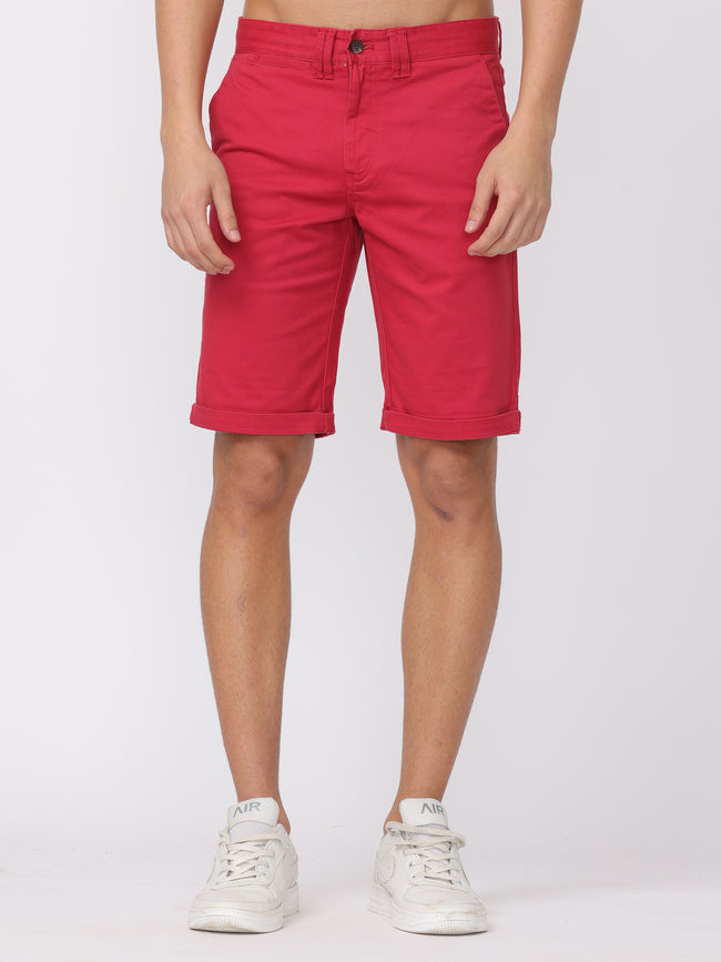 Men Red Regular Fit Shorts