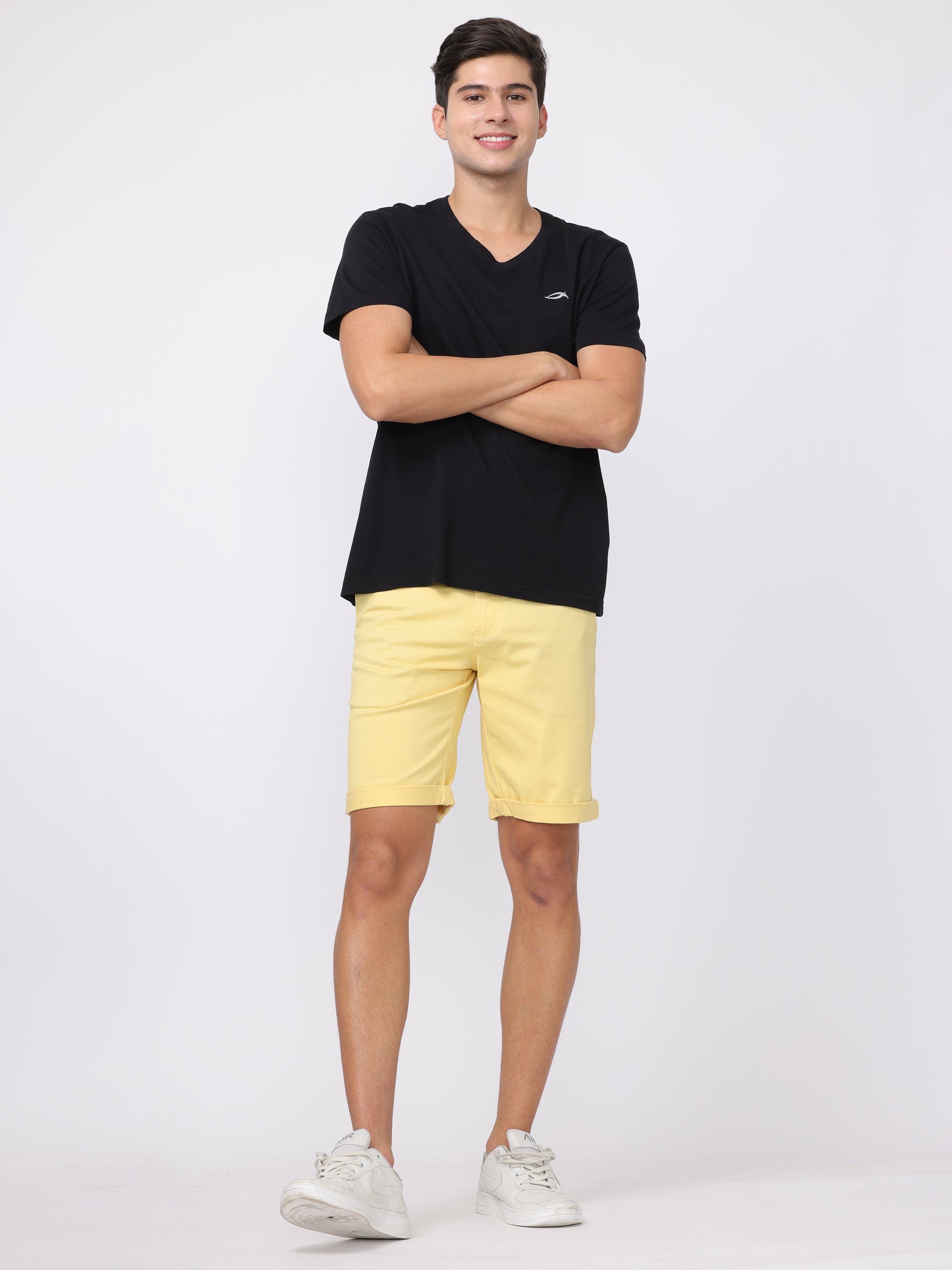 Men Yellow Regular Fit Shorts