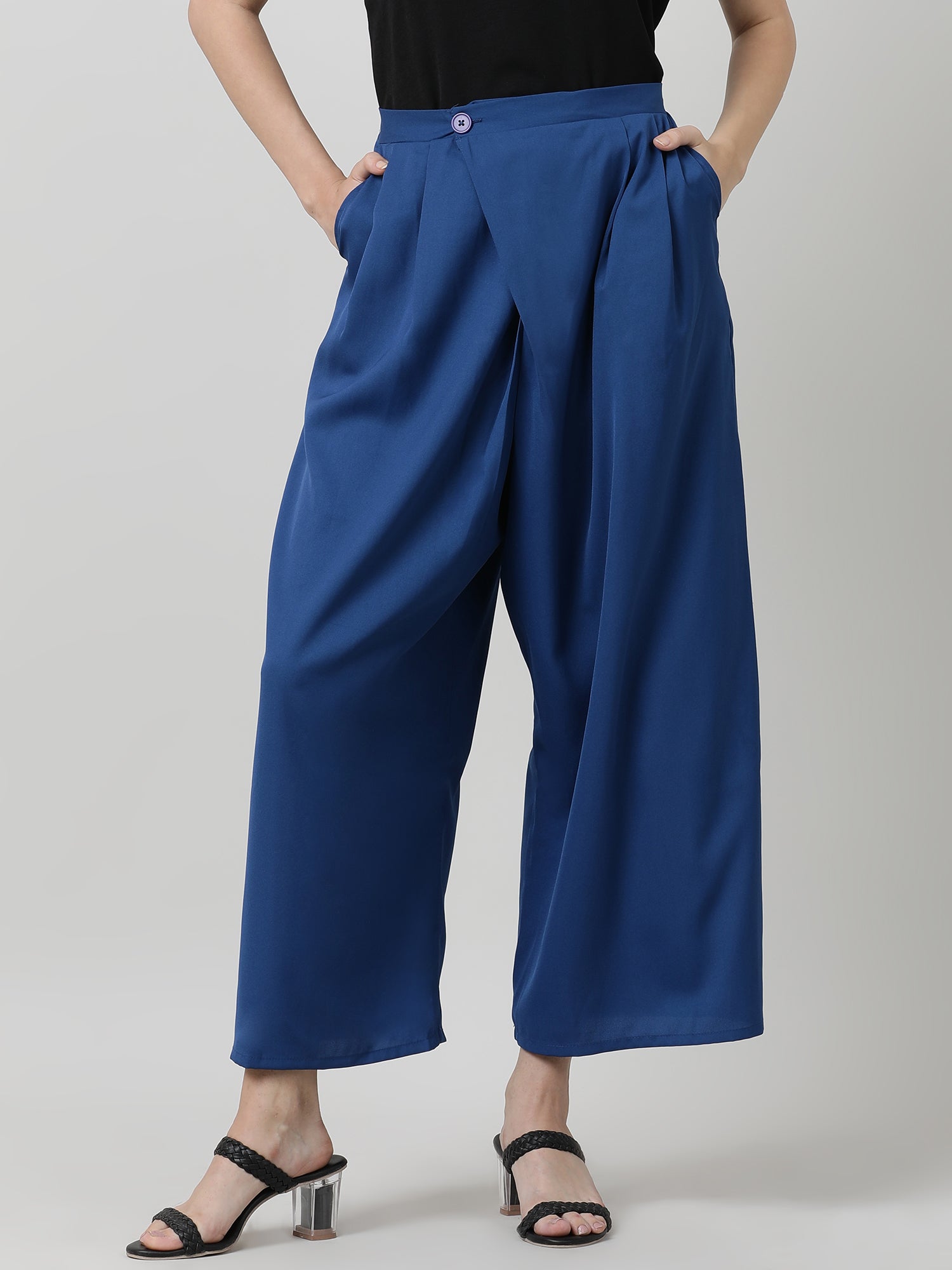 Women Relaxed Fit Royal Blue Pants