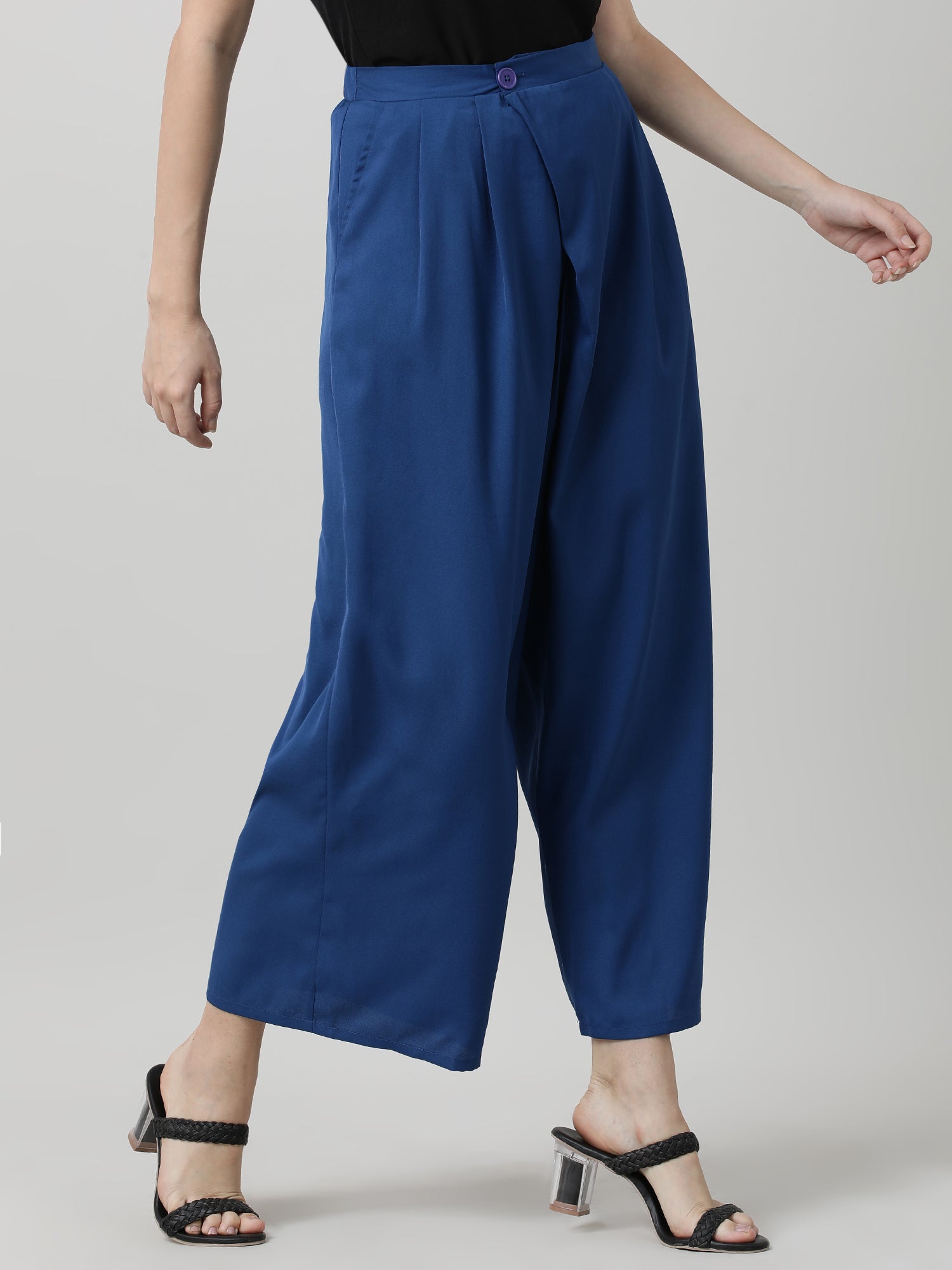 Women Relaxed Fit Royal Blue Pants