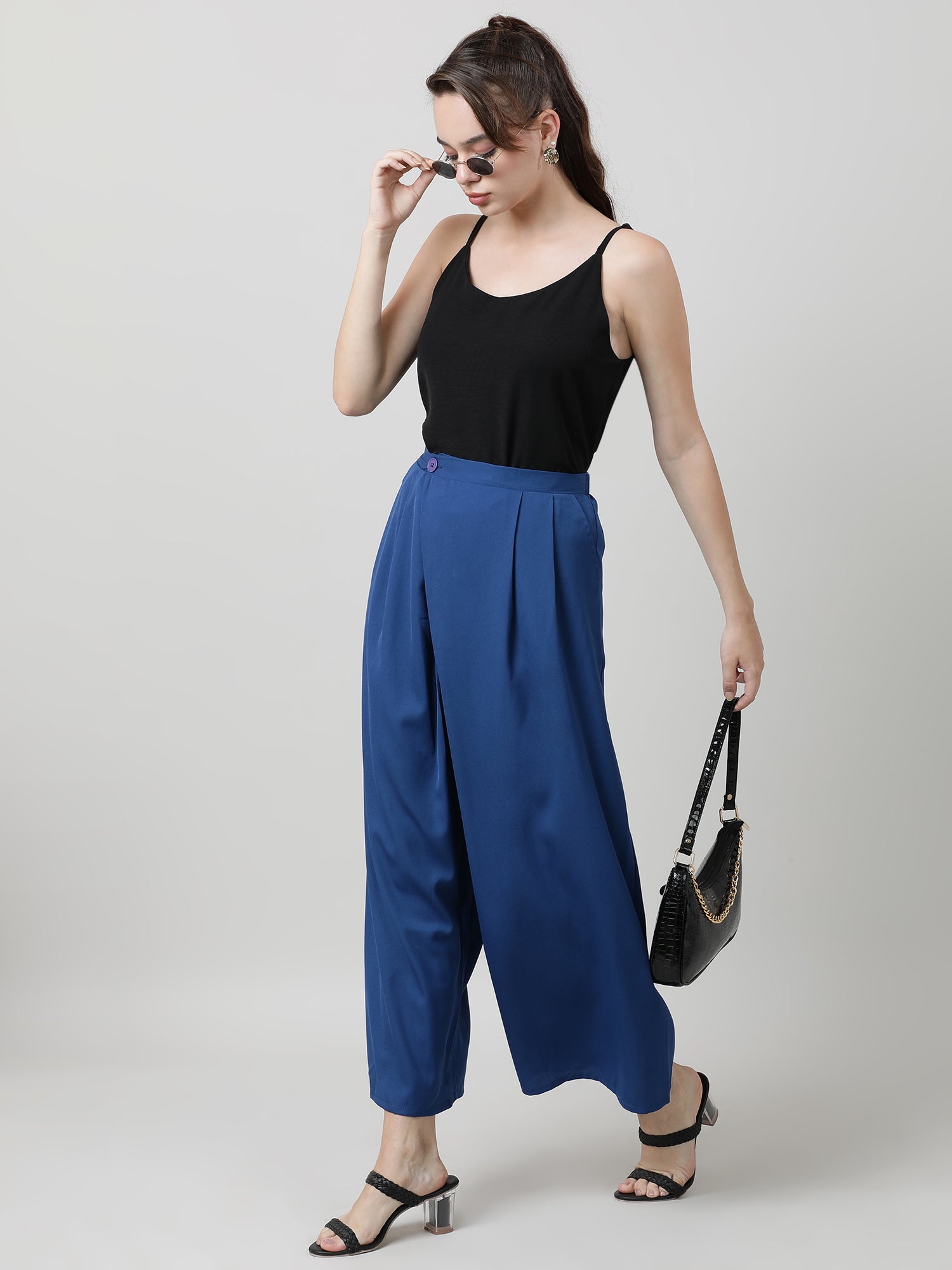 Women Relaxed Fit Royal Blue Pants