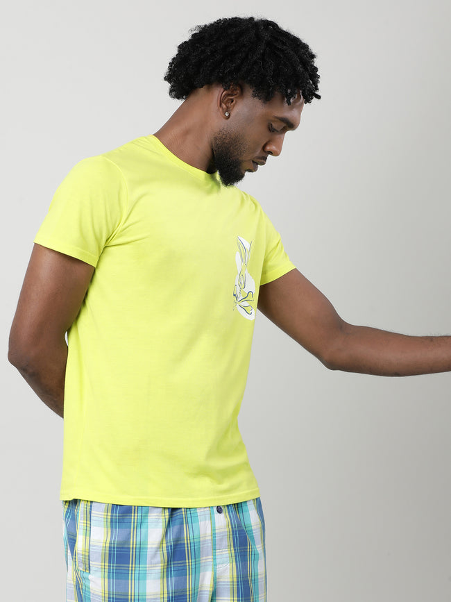 Men Yellow Quick-Dry Relaxed Fit Cotton T-Shirt
