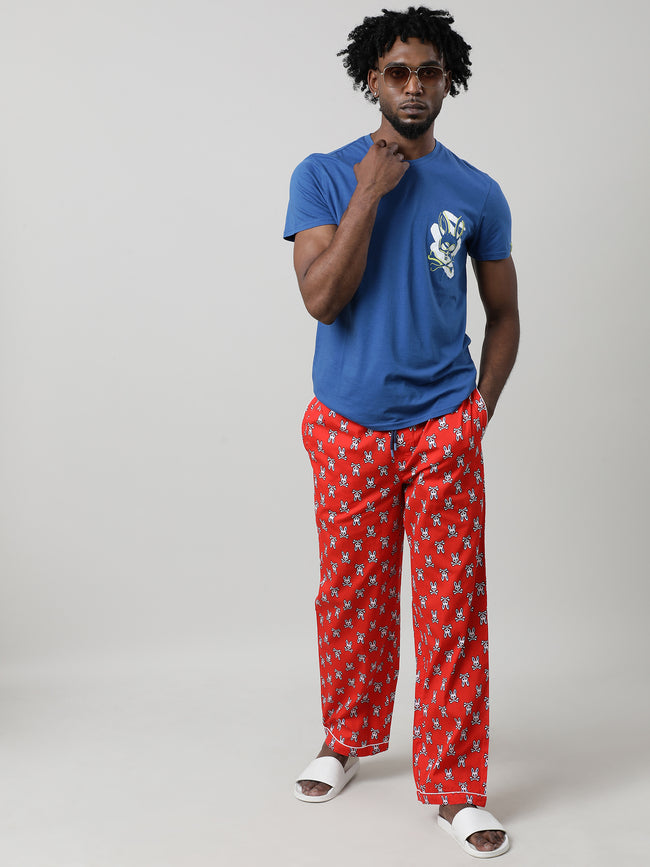 Men Oversized Orange Cotton Lounge Pants