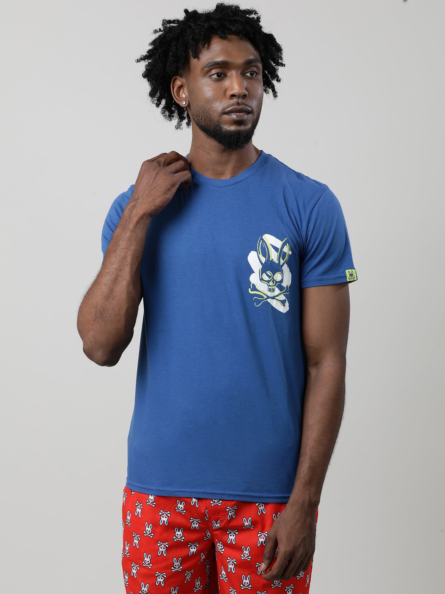 Blue Regular Fit Round Neck T shirt