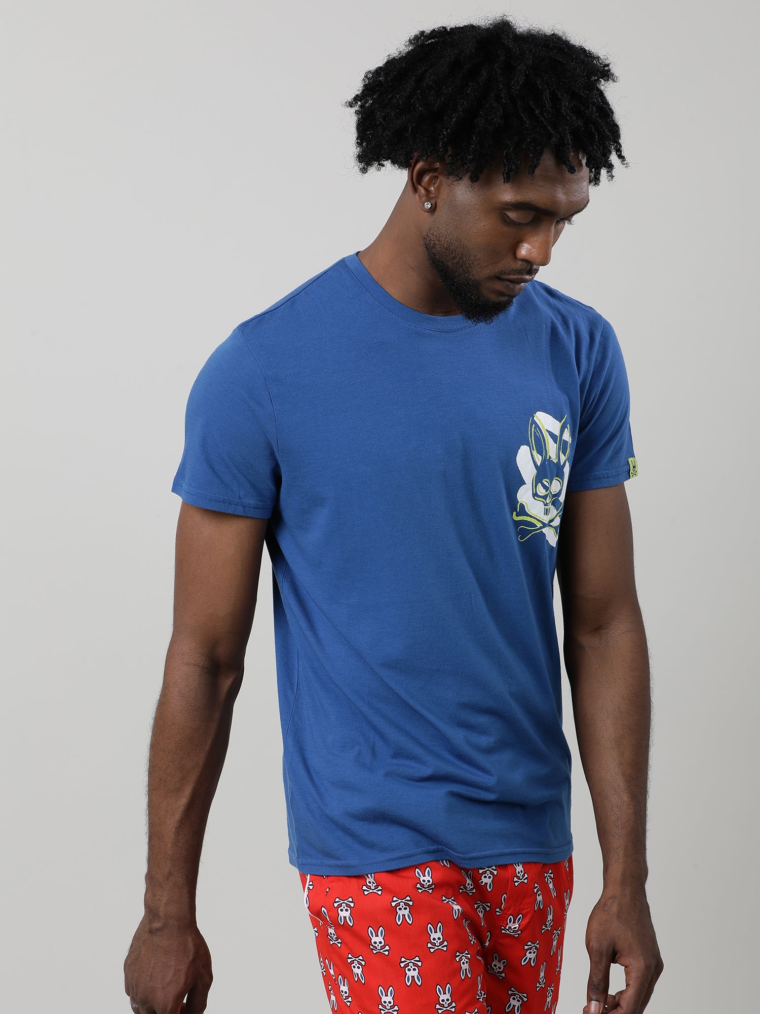 Blue Regular Fit Round Neck T shirt