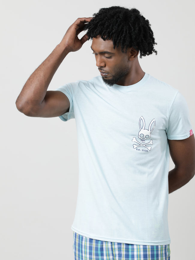 Men Blue Quick-Dry Relaxed Fit Cotton T-Shirt