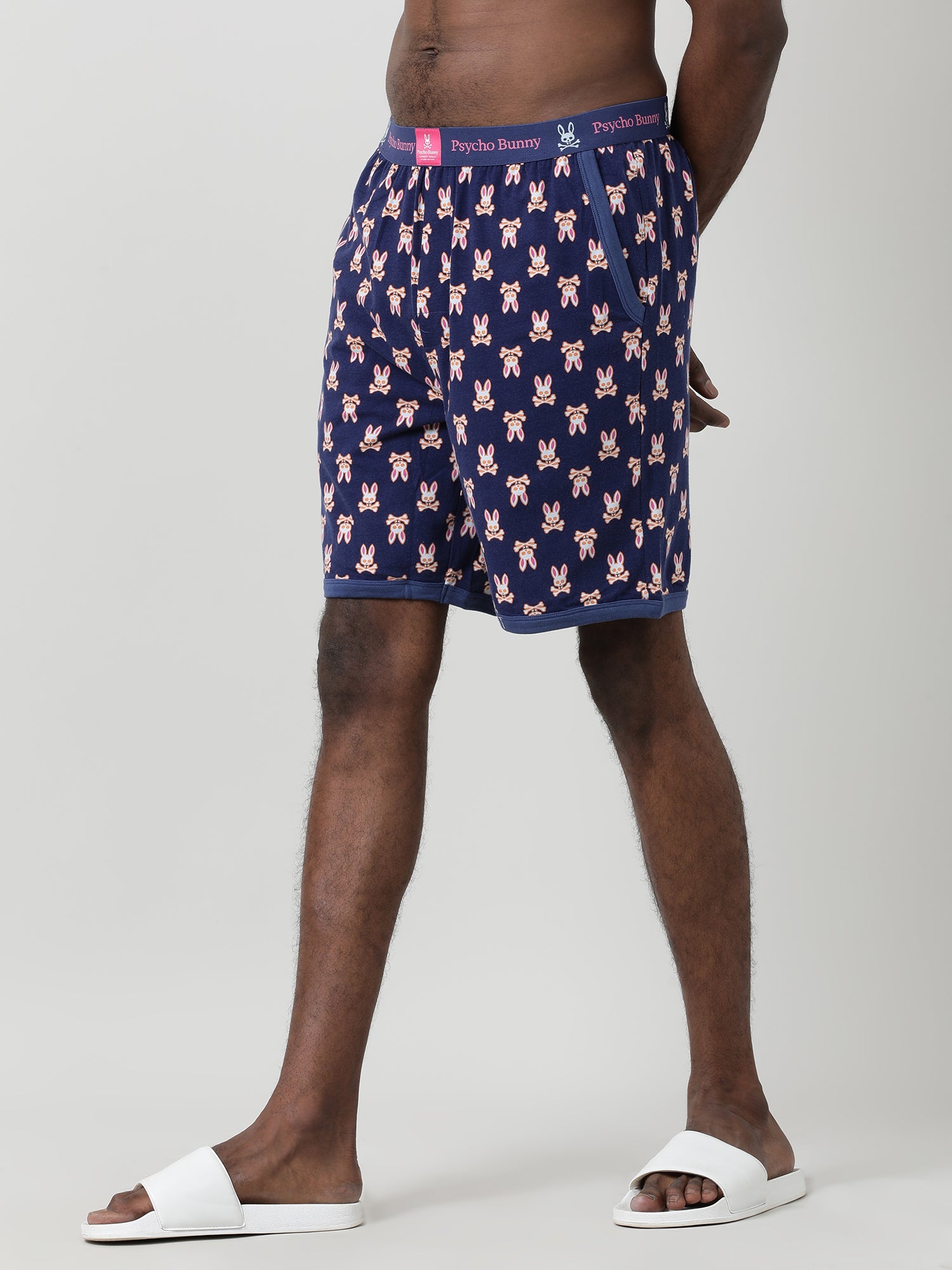 Dark Blue Cotton Knee Length Shorts