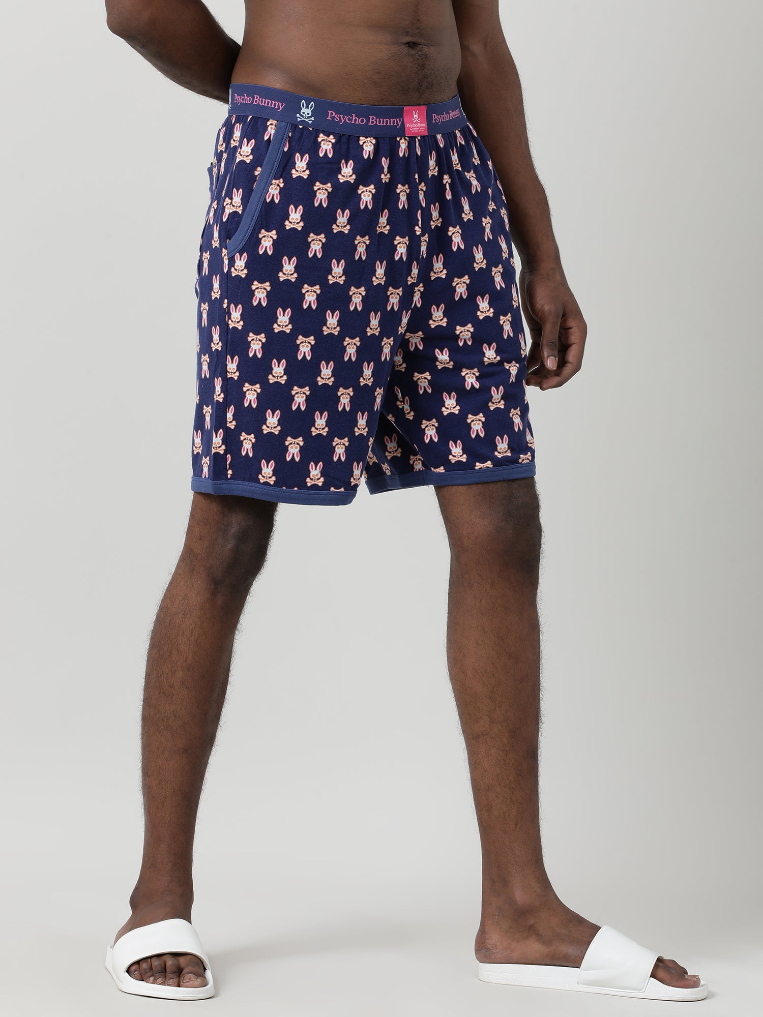 Dark Blue Cotton Knee Length Shorts