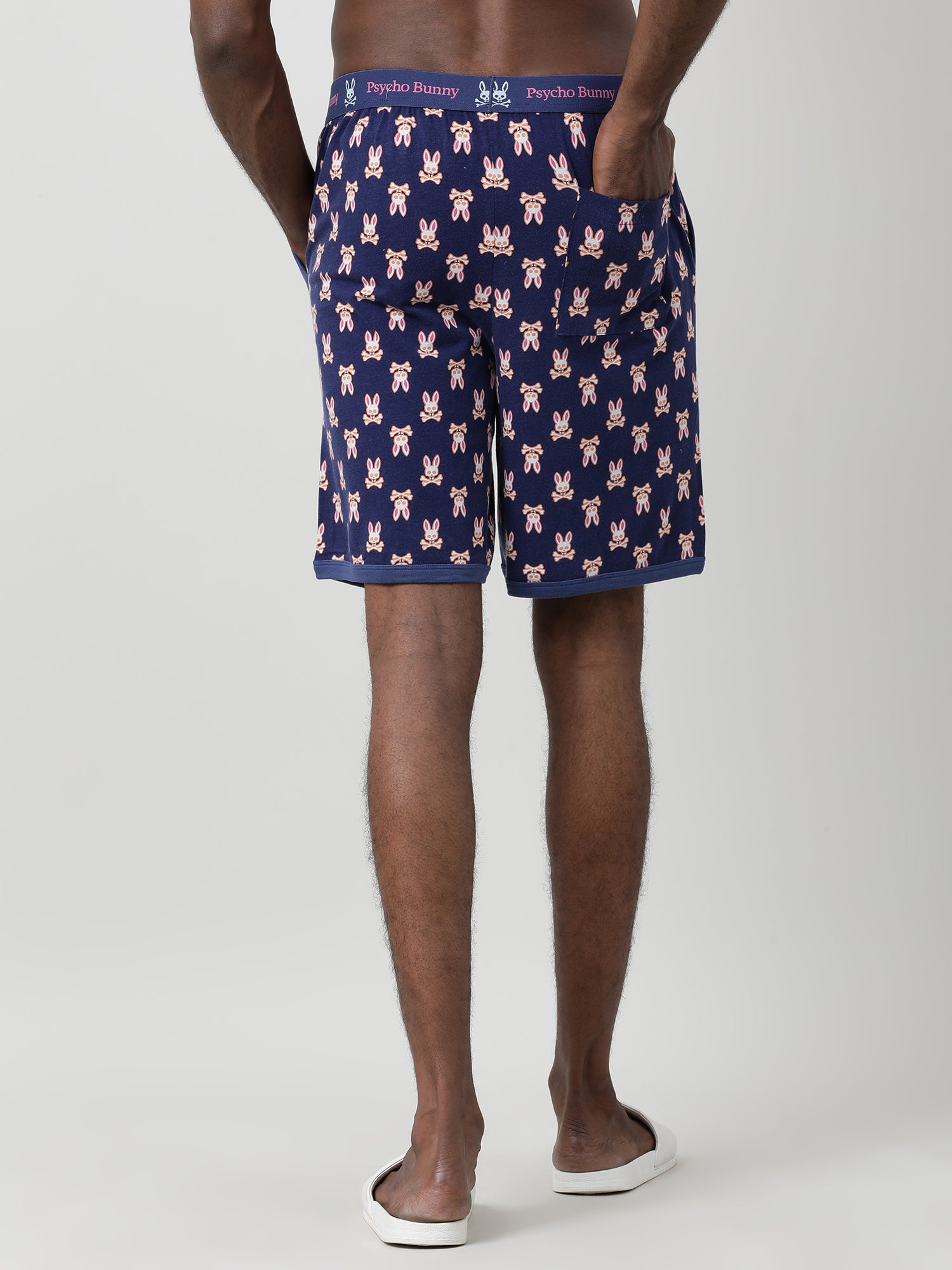 Dark Blue Cotton Knee Length Shorts