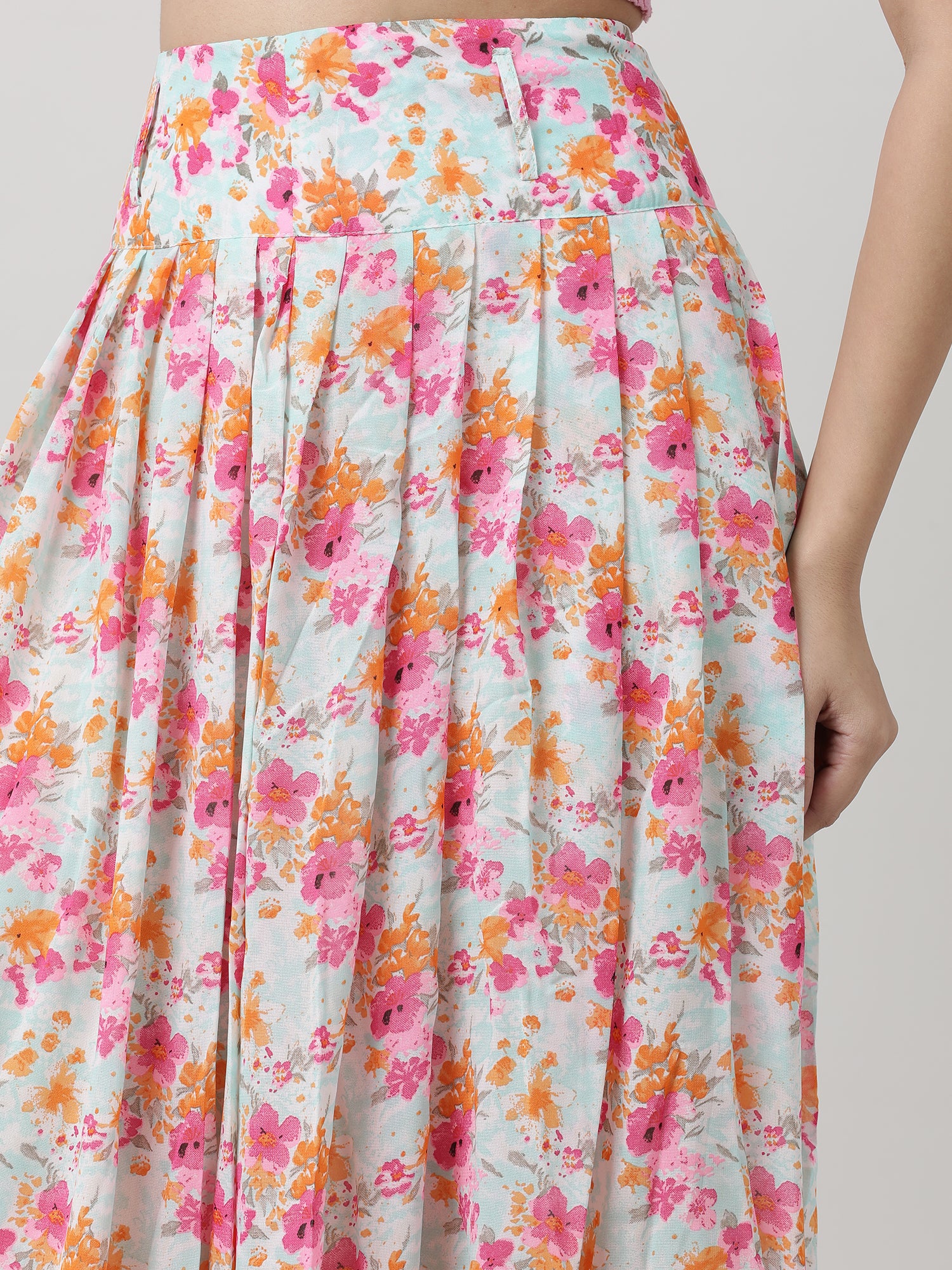 Women Relaxed Fit Floral Print Pink Maxi Skirt