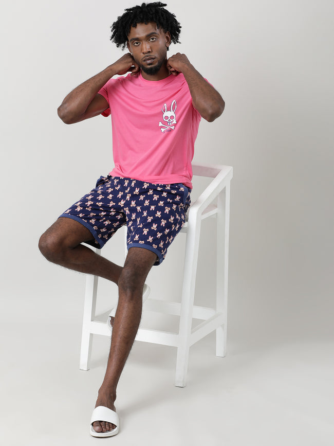 Men Blue Oversized Cotton Knee-Length Shorts