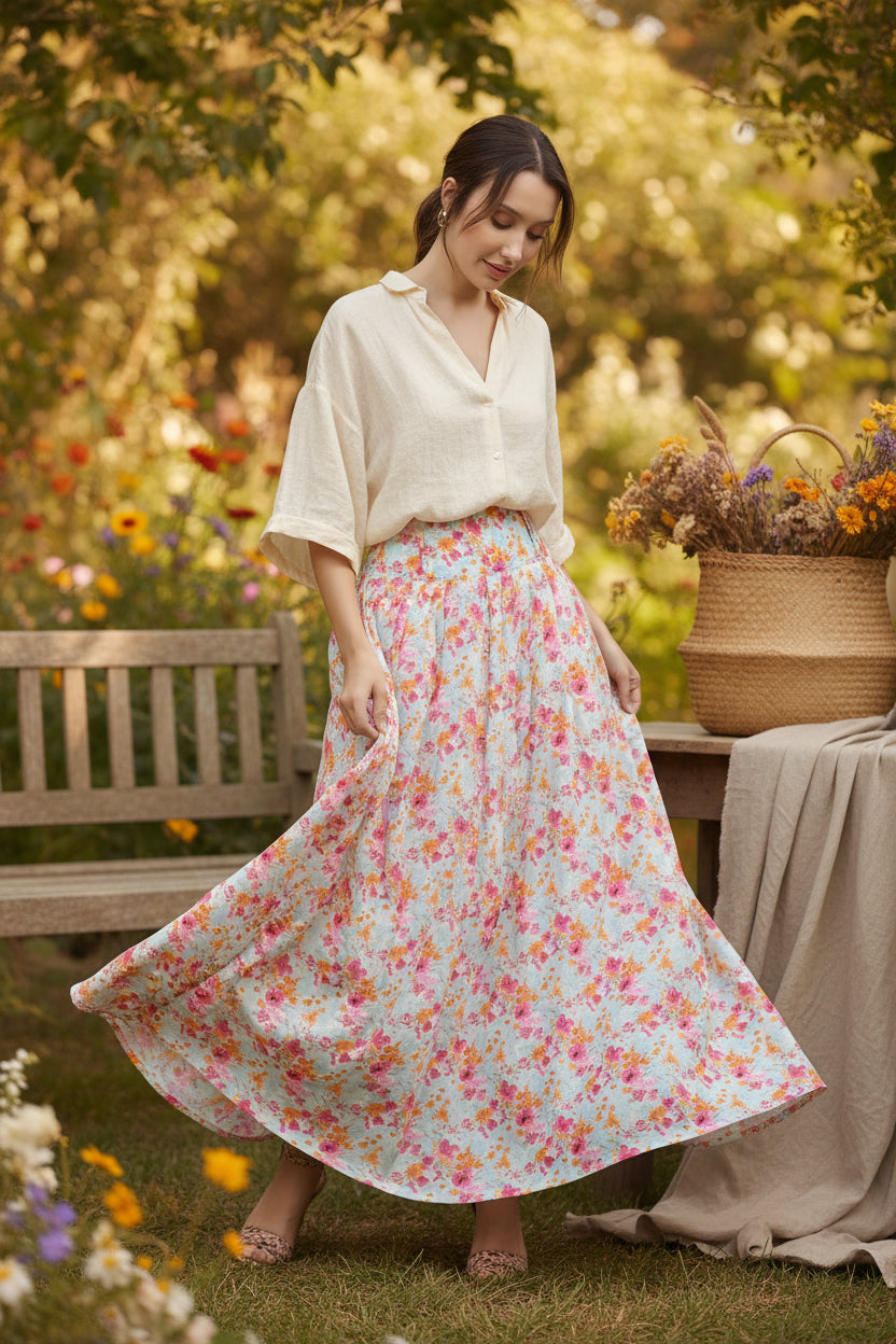 Women Floral  Maxi Skirt