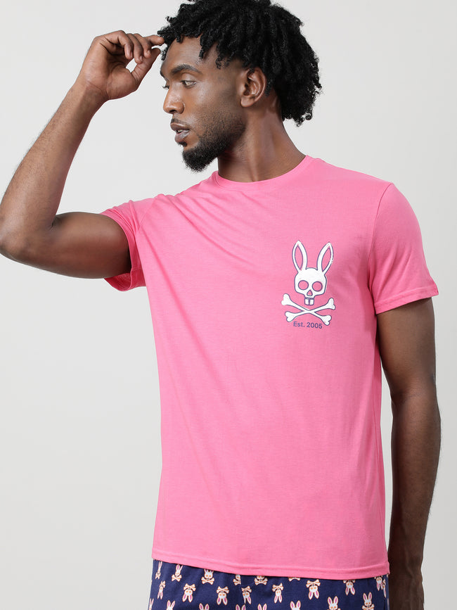 Men Pink Quick-Dry Relaxed Fit Cotton T-Shirt