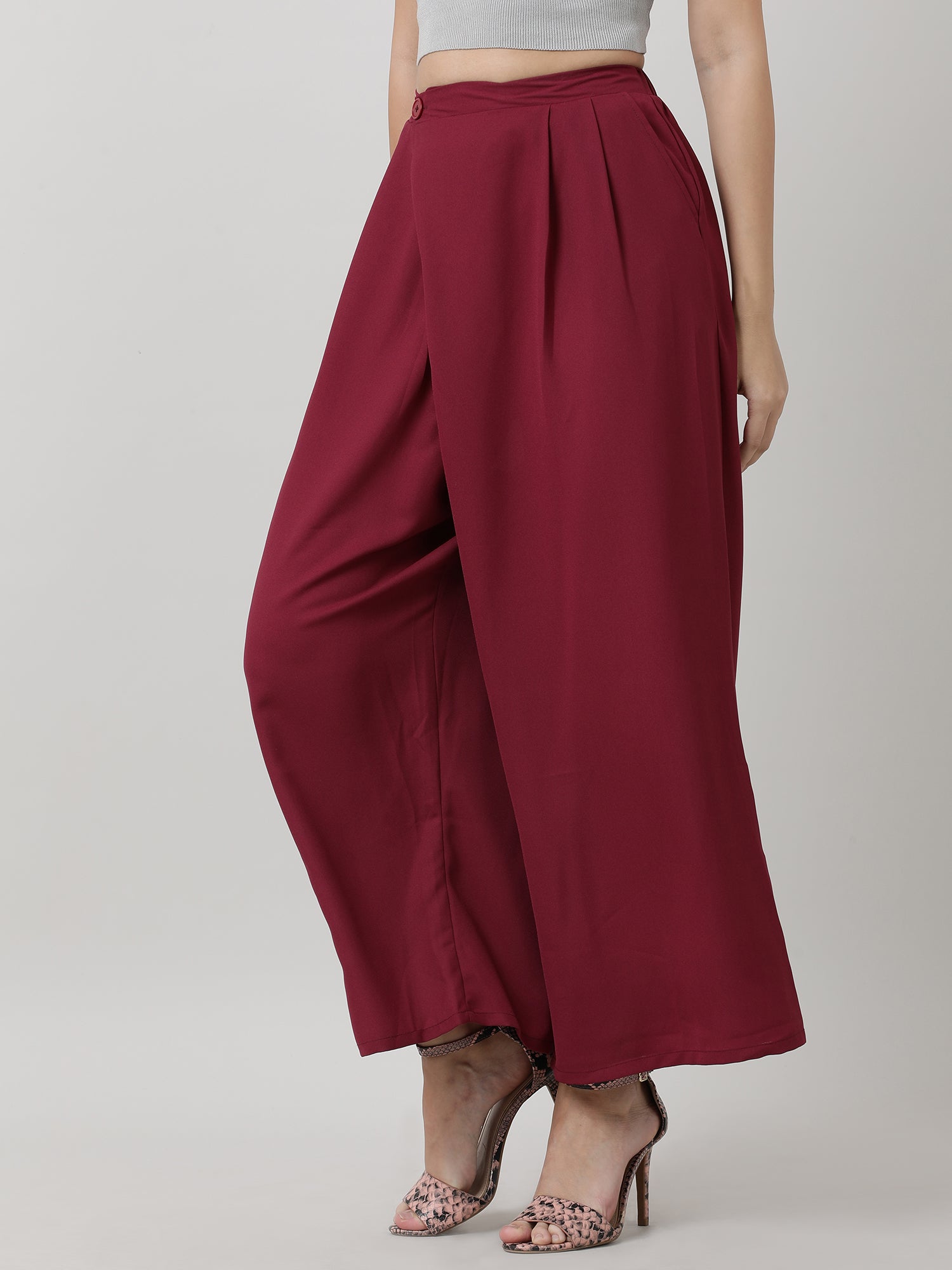 Women Relaxed Fit Maroon Pants