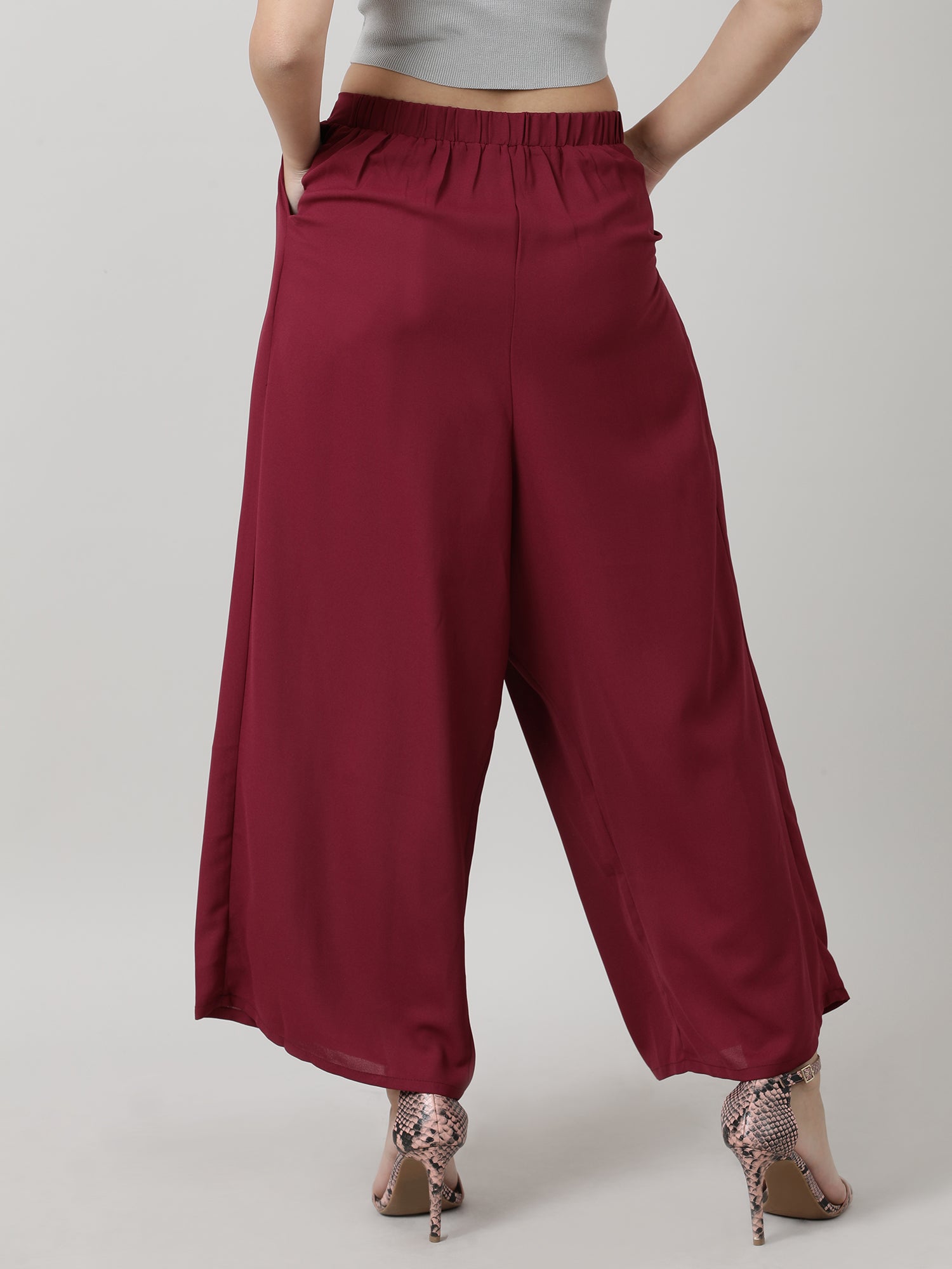 Women Relaxed Fit Maroon Pants