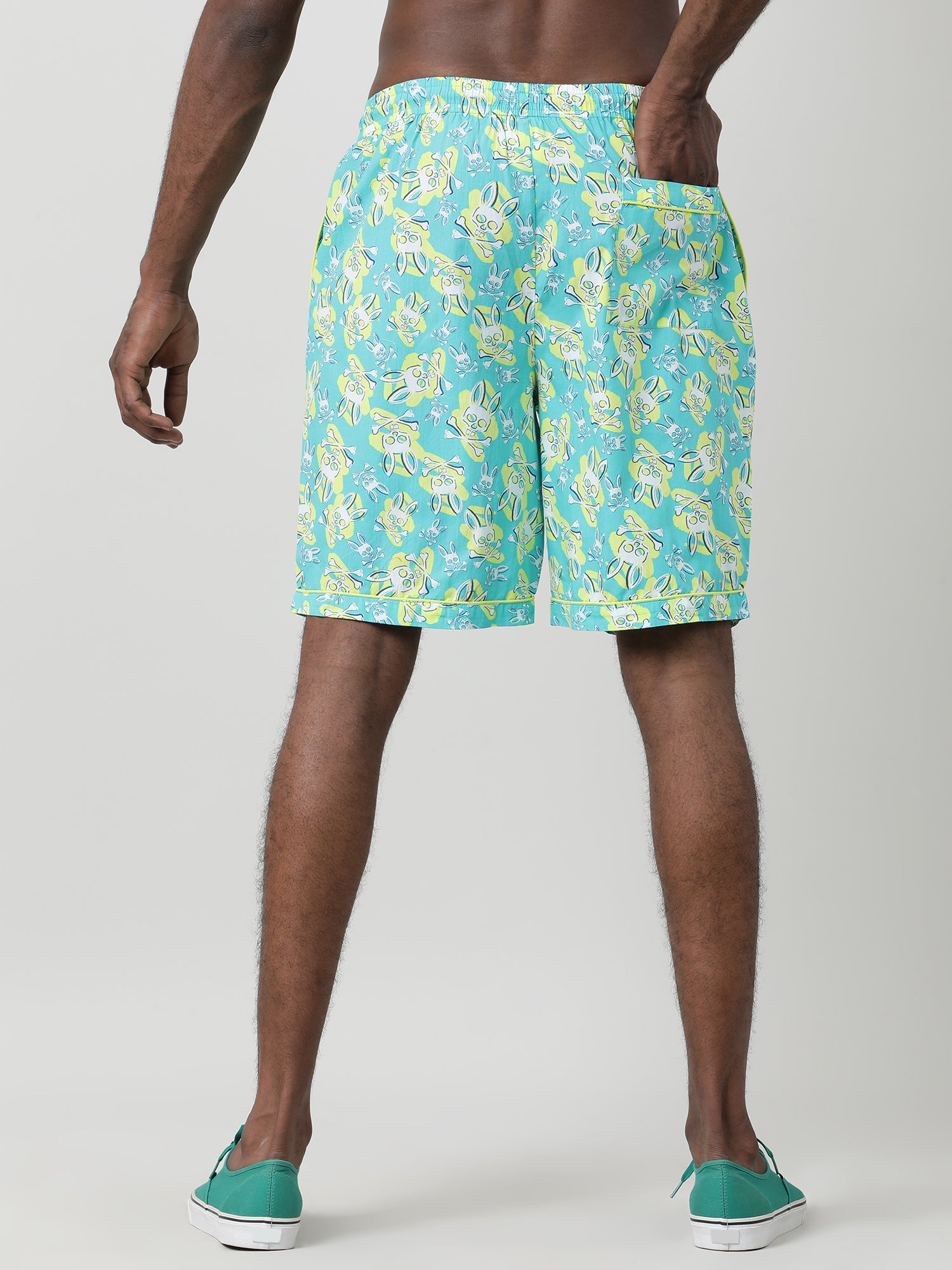 Light Green Cotton Knee Length Shorts