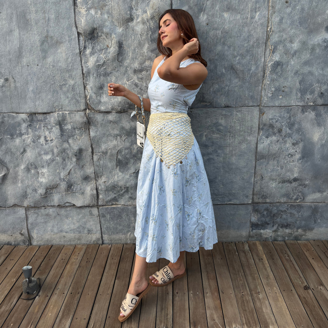 Off-white Bohemian Crochet Headscarf with Celestial Charms