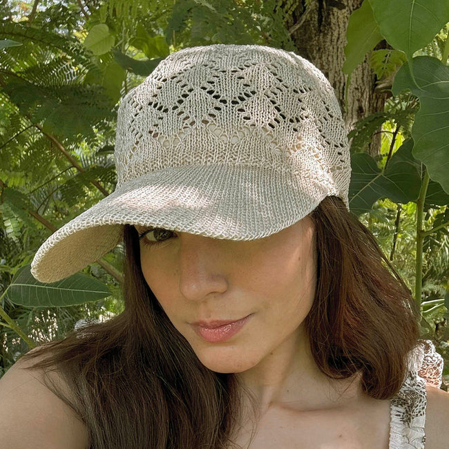 Beige Knitted Crochet Baseball Cap