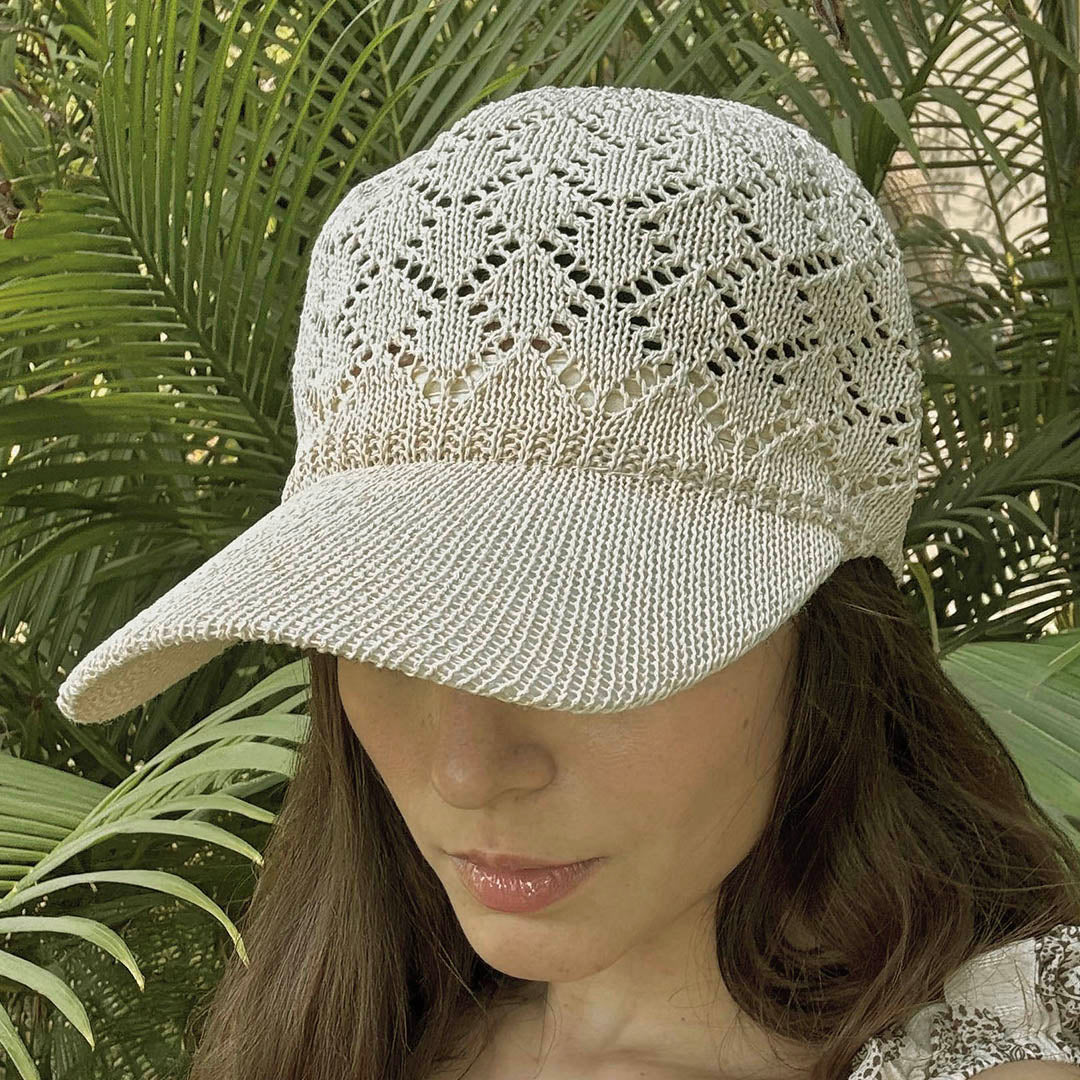 Beige Knitted Crochet Baseball Cap