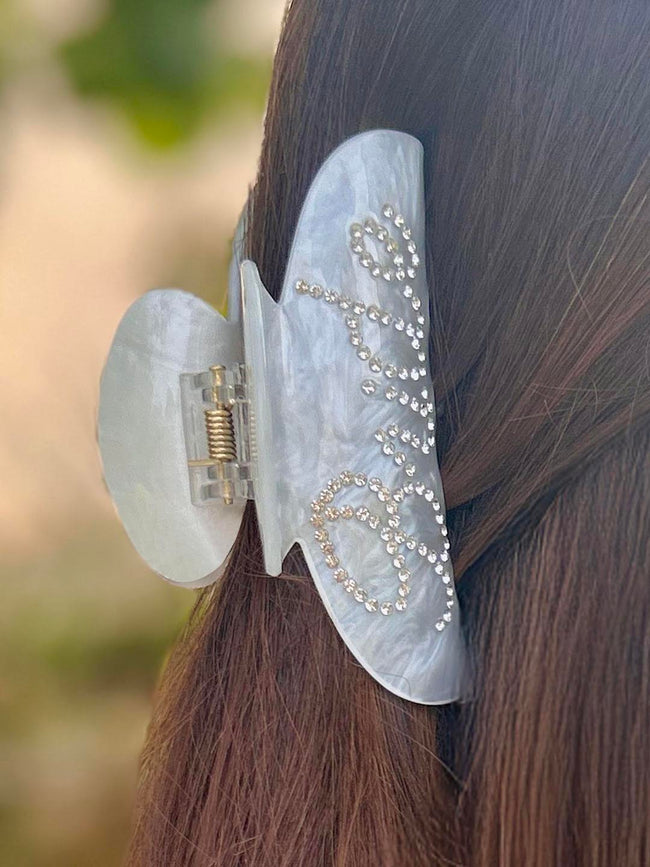 Women White Holographic Bride Claw Clip