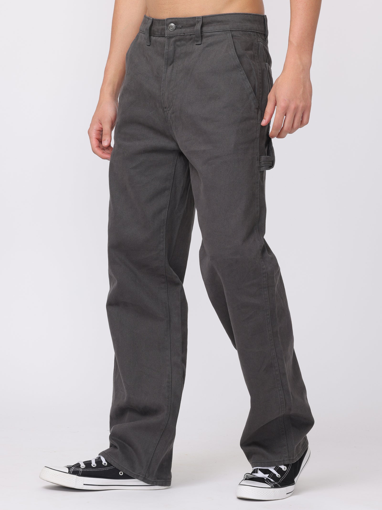 Men Grey Baggy Fit Carpenter Pants