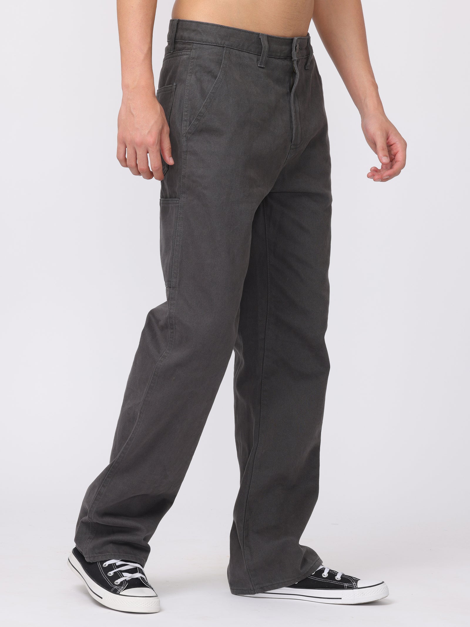 Men Grey Baggy Fit Carpenter Pants